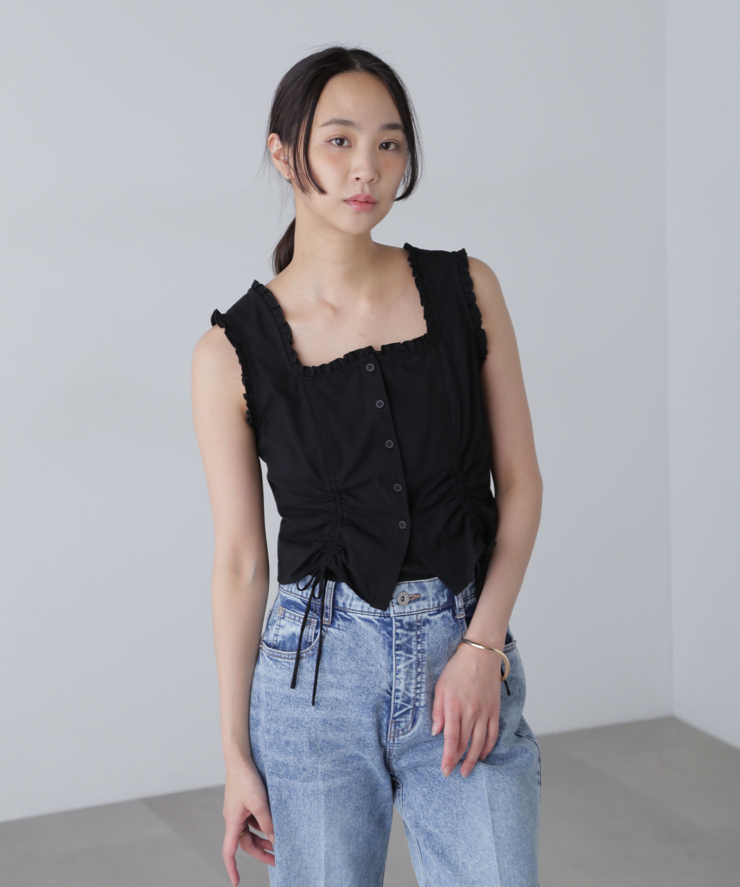  「ドロストノースリーブブラウス」|シャツ・ブラウス|