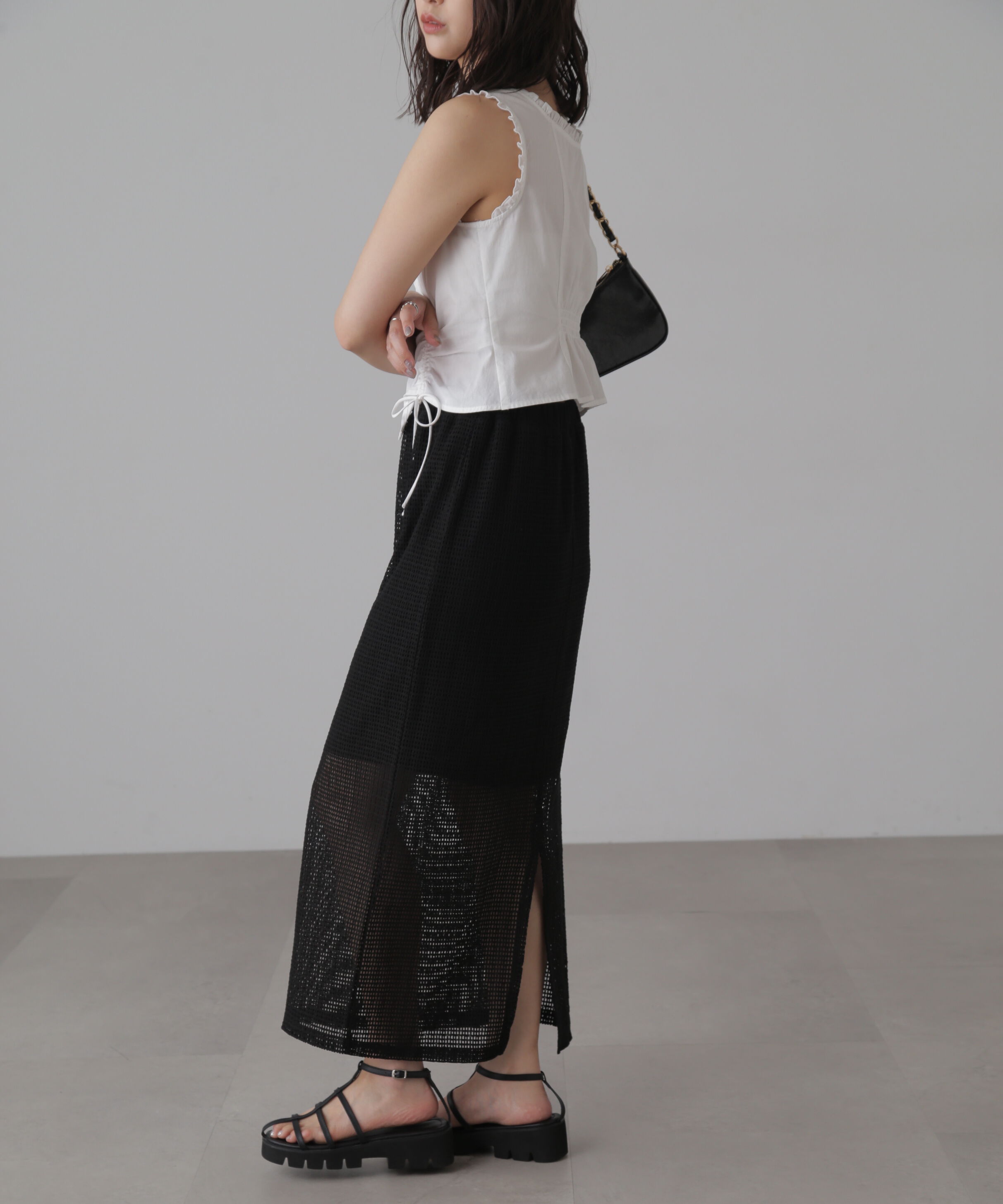  「ドロストノースリーブブラウス」|シャツ・ブラウス|