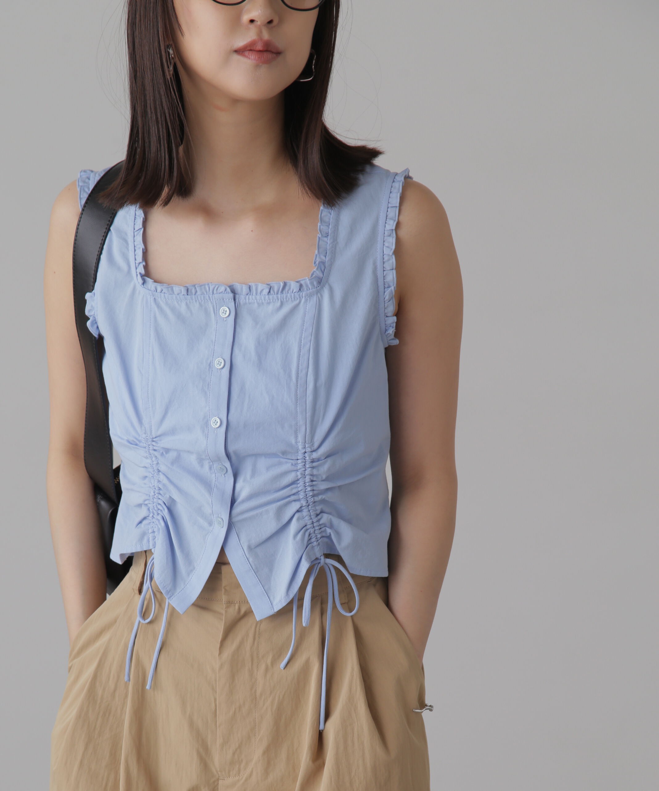  「ドロストノースリーブブラウス」|シャツ・ブラウス|