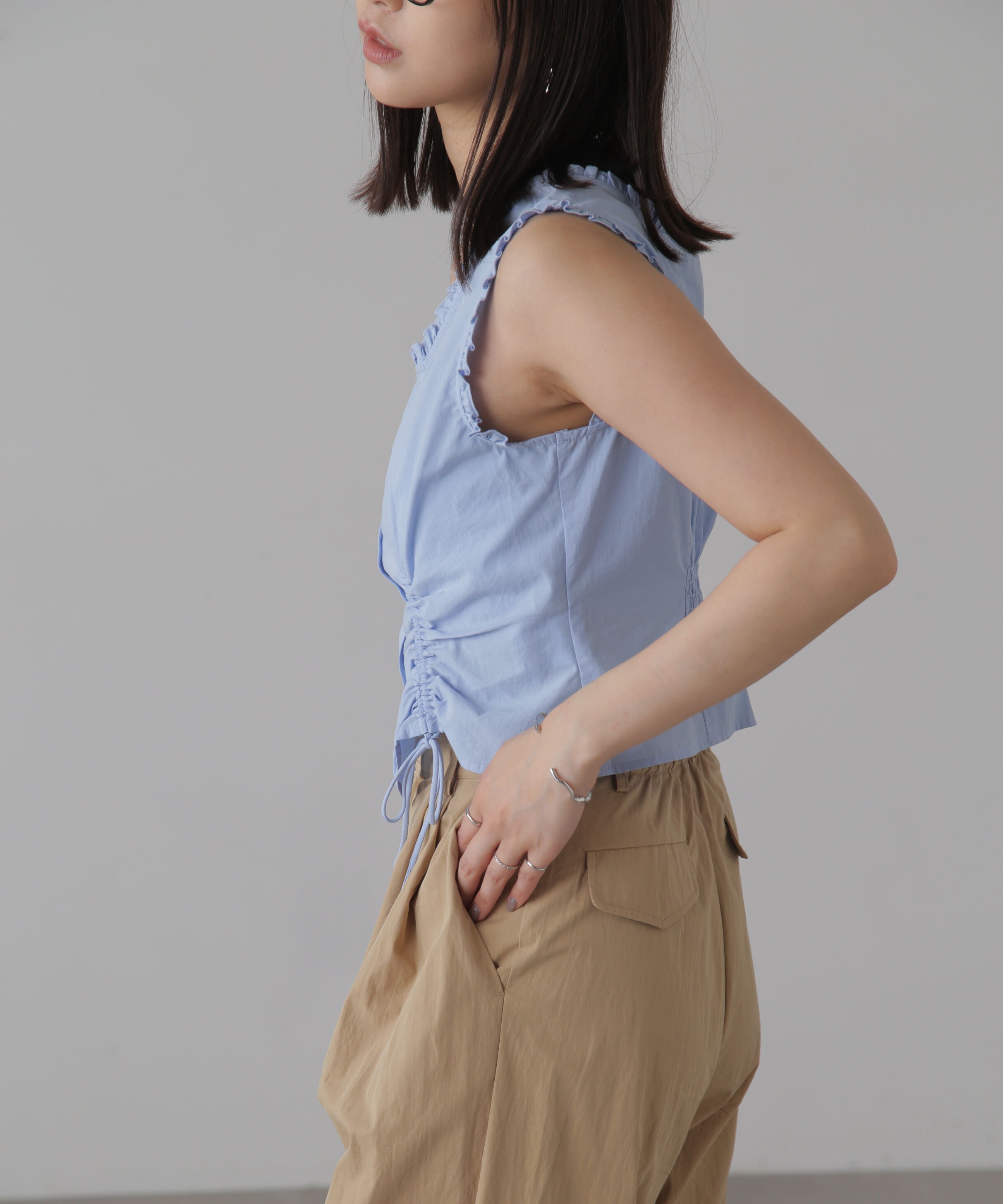  「ドロストノースリーブブラウス」|シャツ・ブラウス|