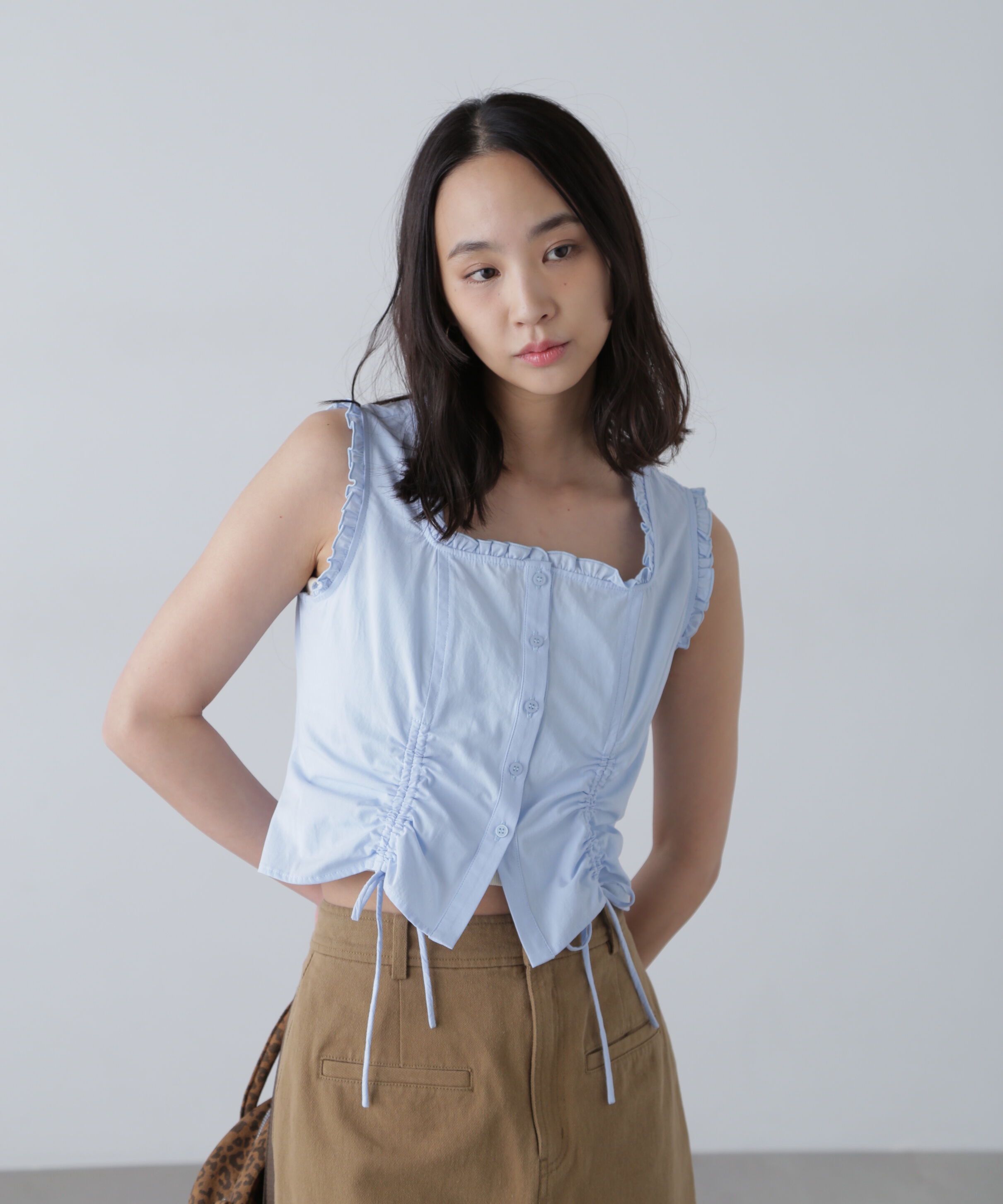  「ドロストノースリーブブラウス」|シャツ・ブラウス|