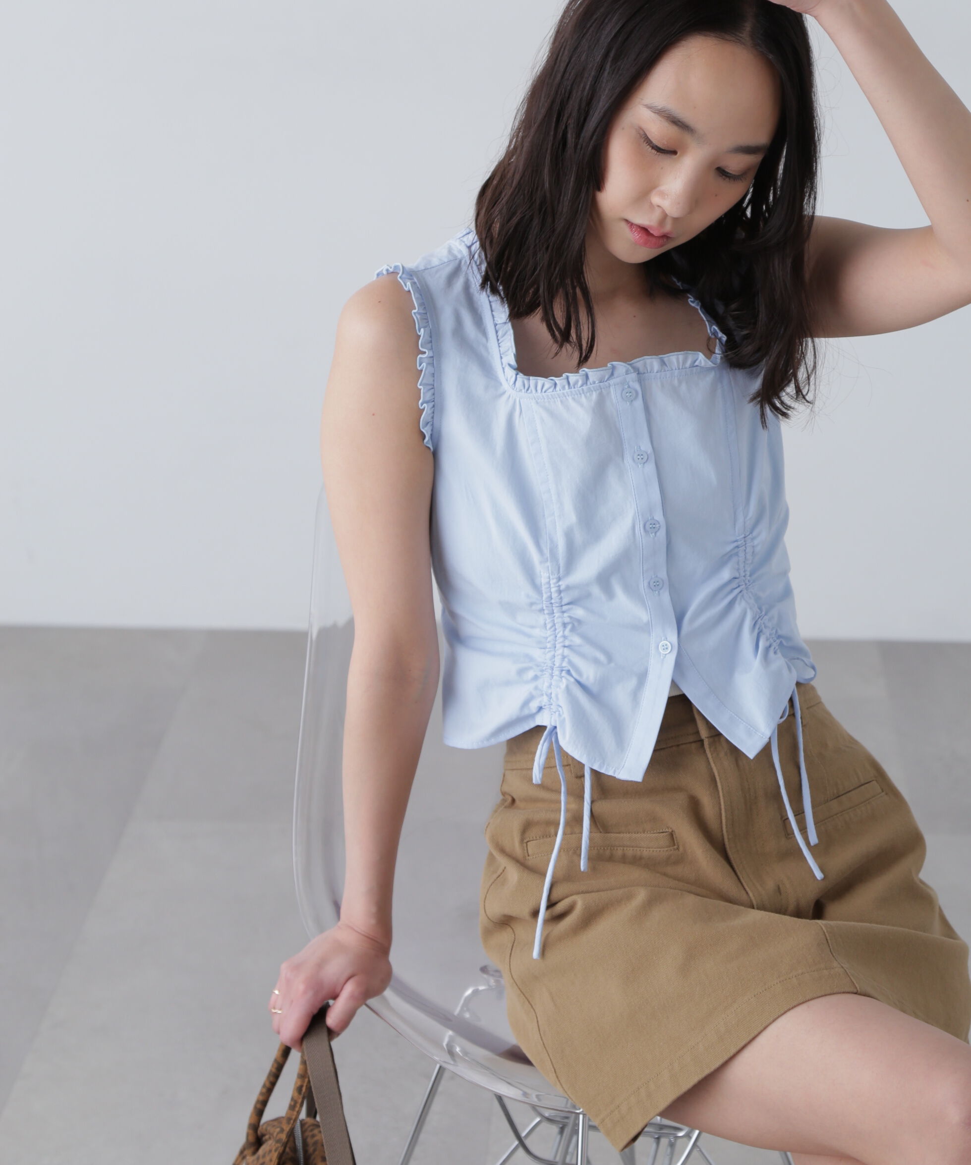  「ドロストノースリーブブラウス」|シャツ・ブラウス|
