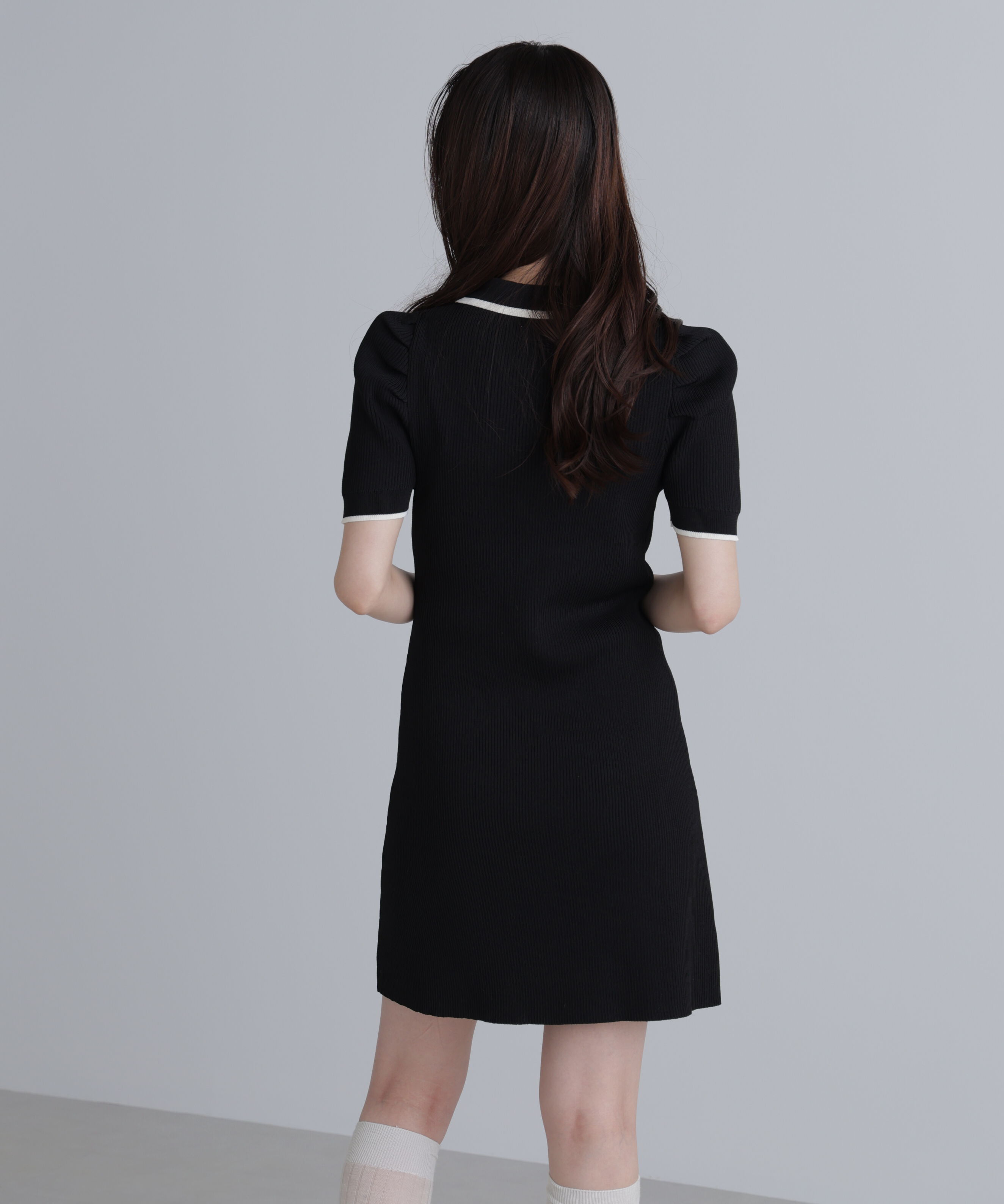  「配色ラインポロニットワンピース」|ワンピース|