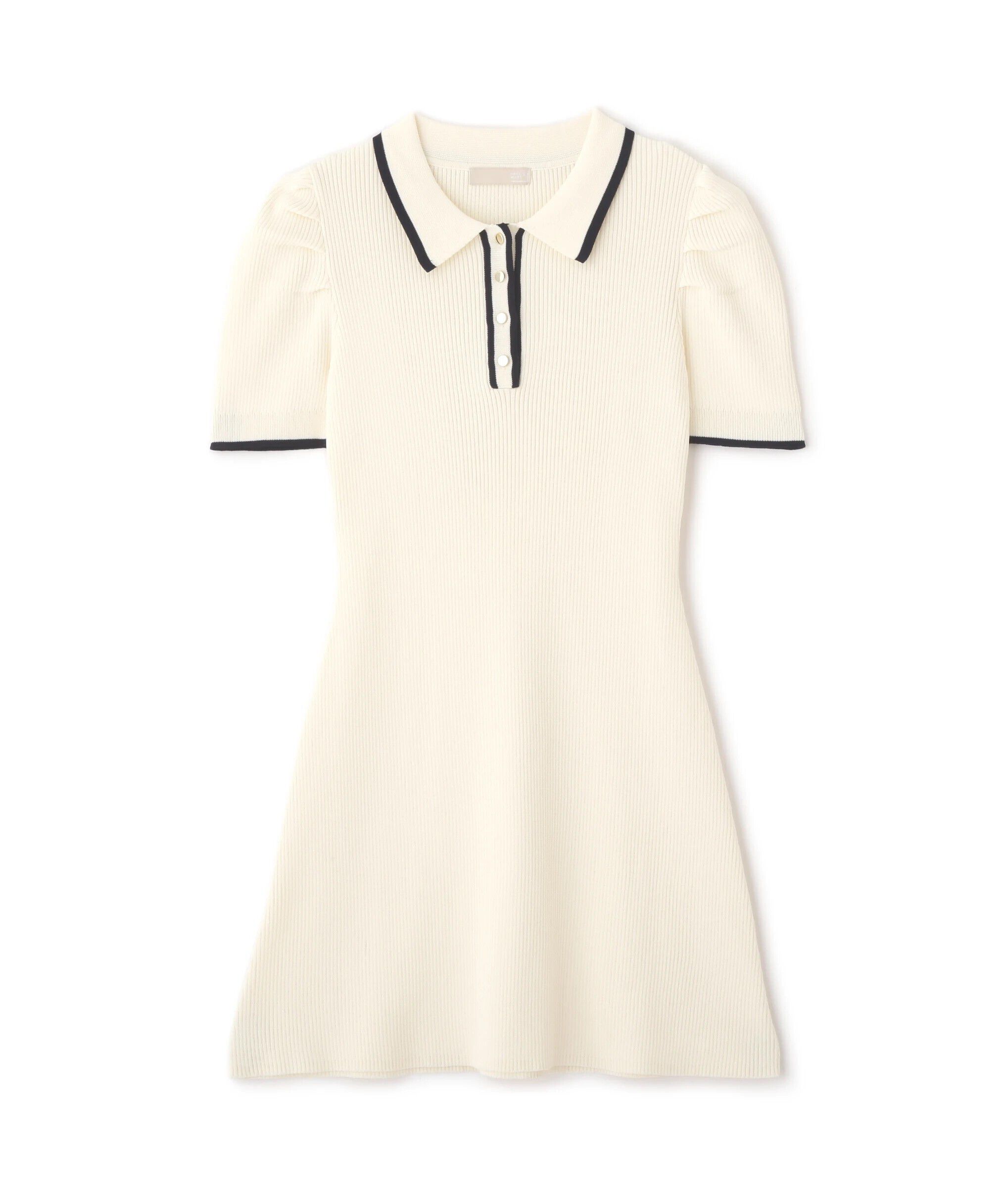  「配色ラインポロニットワンピース」|ワンピース|
