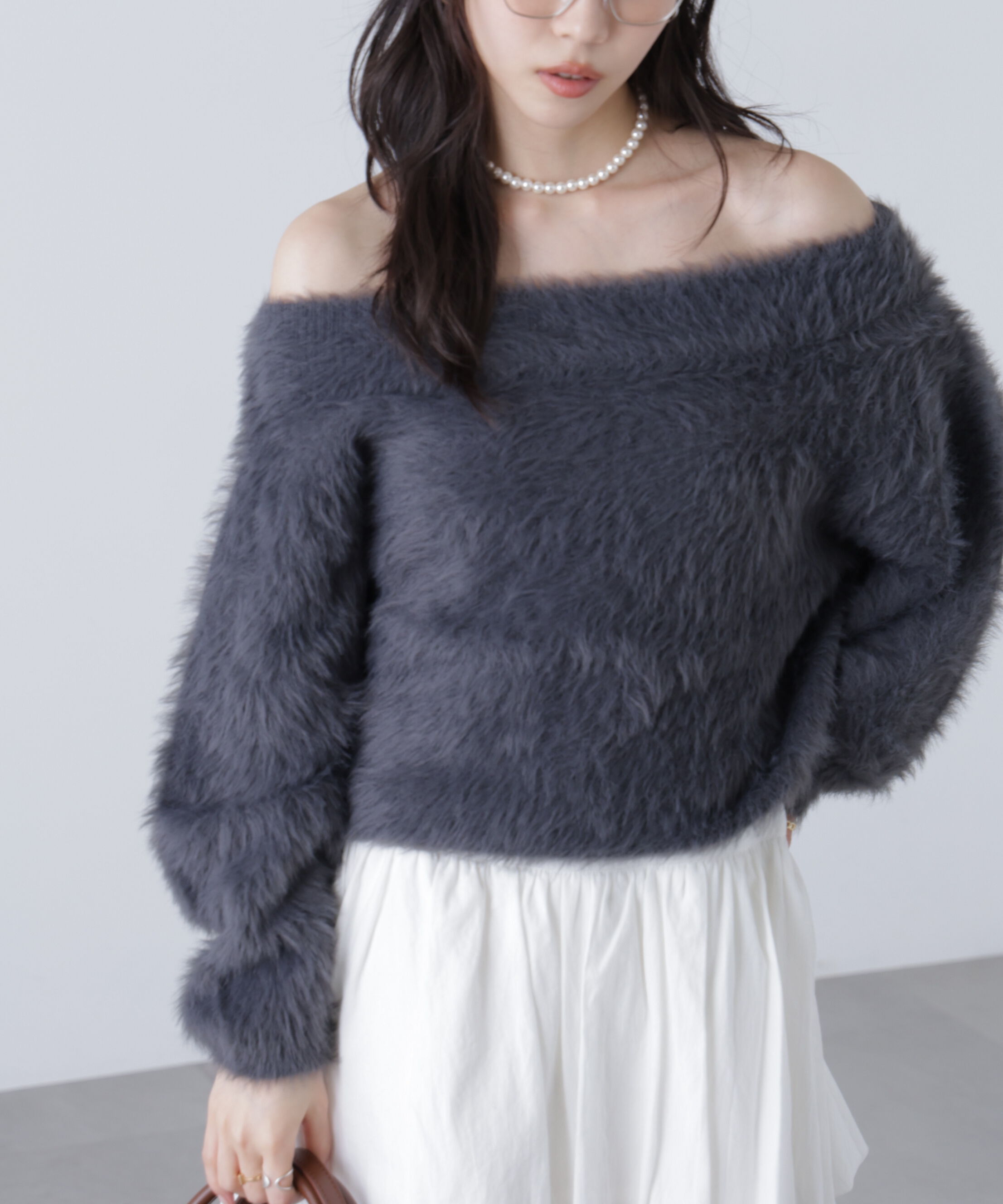  「ロングシャギーオフショルニット」|ニット・セーター|