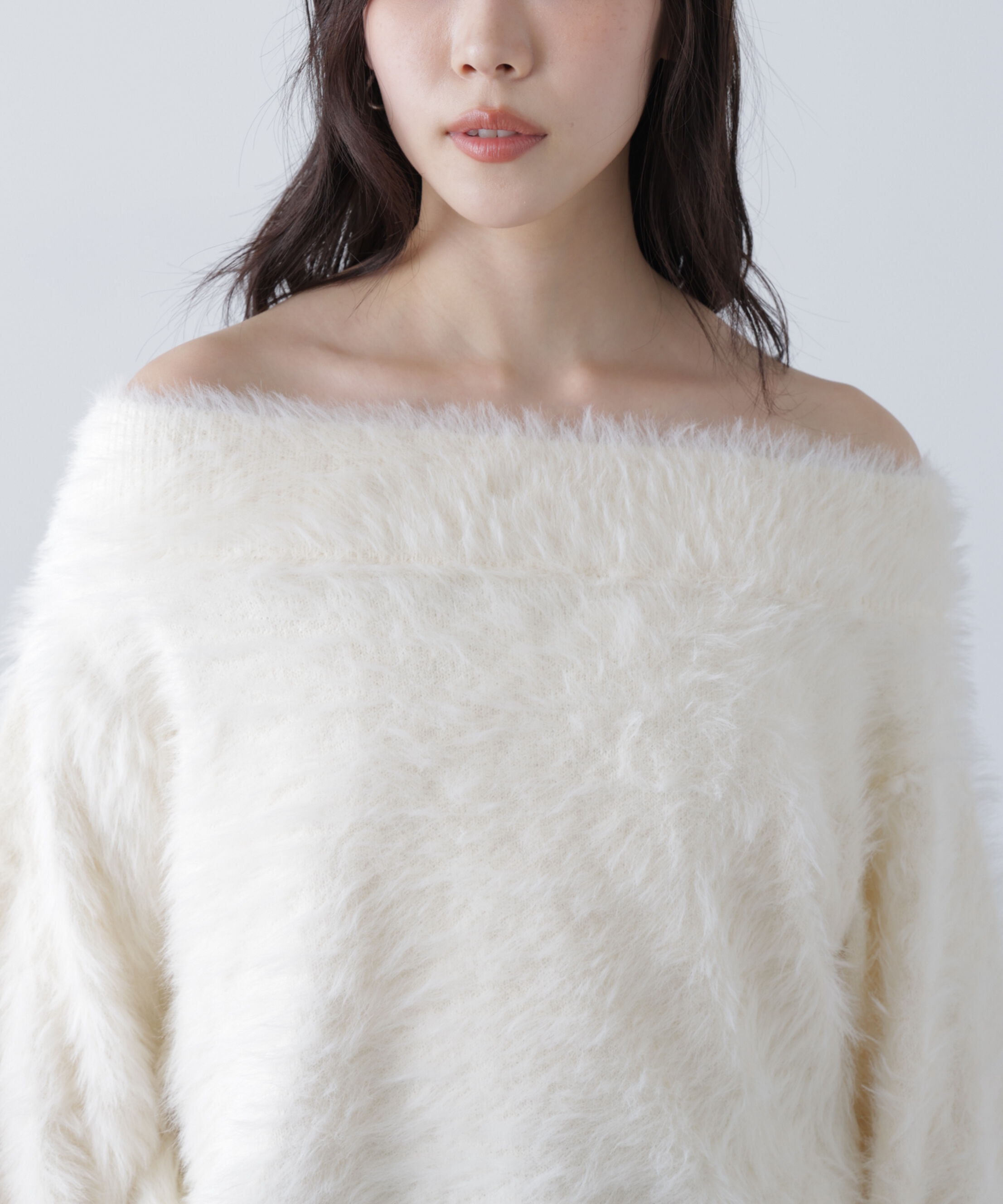  「ロングシャギーオフショルニット」|ニット・セーター|