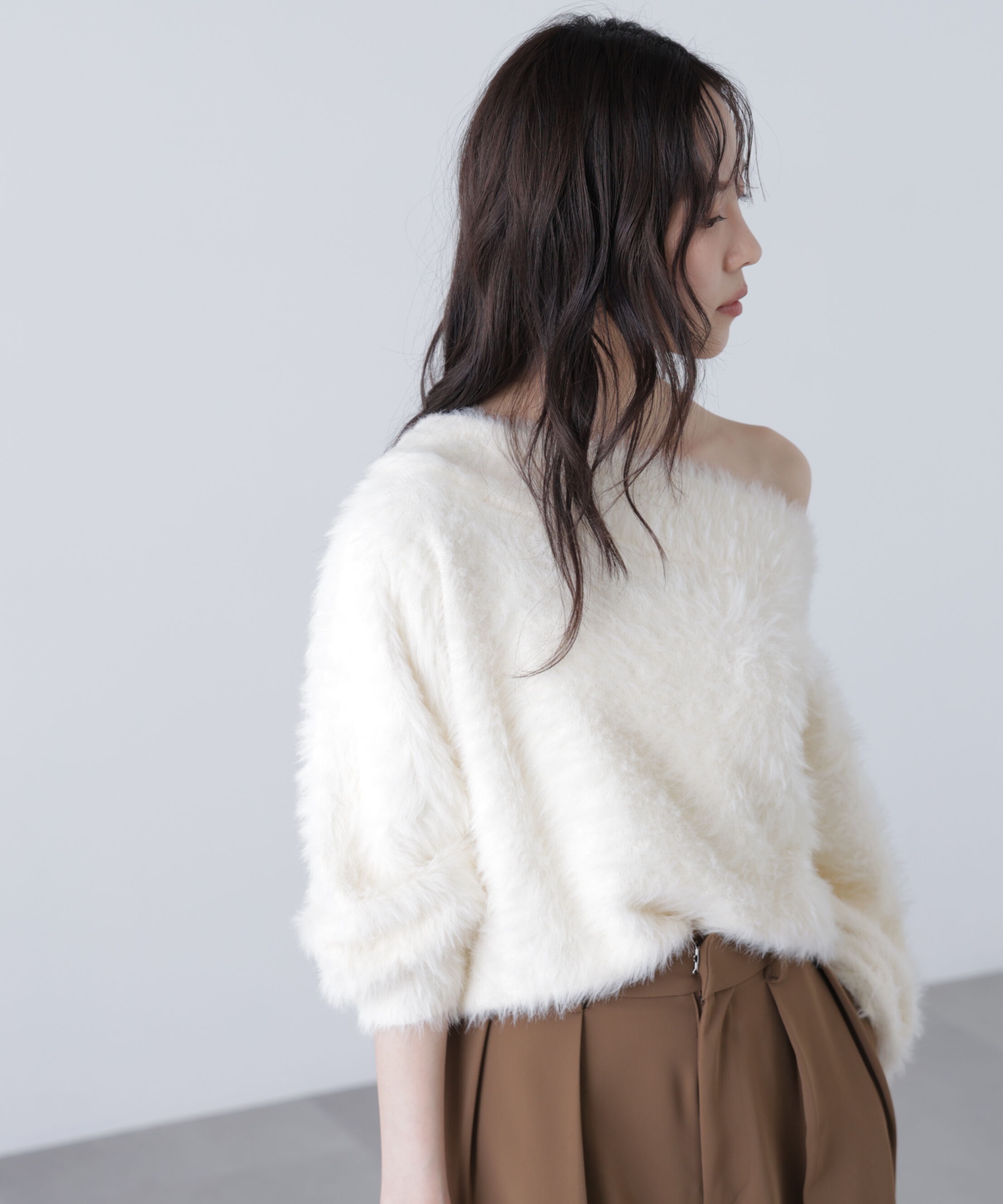  「ロングシャギーオフショルニット」|ニット・セーター|