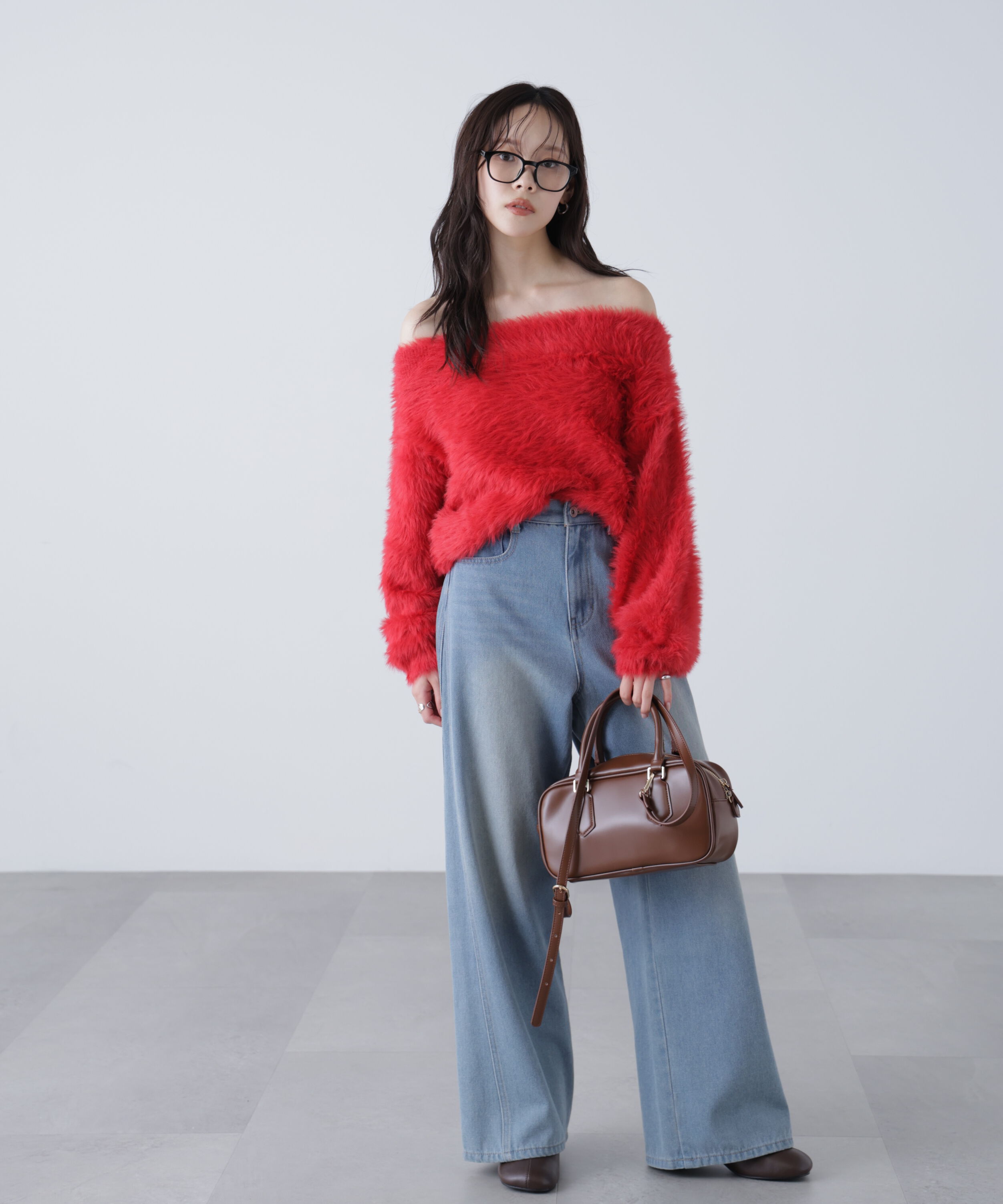  「ロングシャギーオフショルニット」|ニット・セーター|