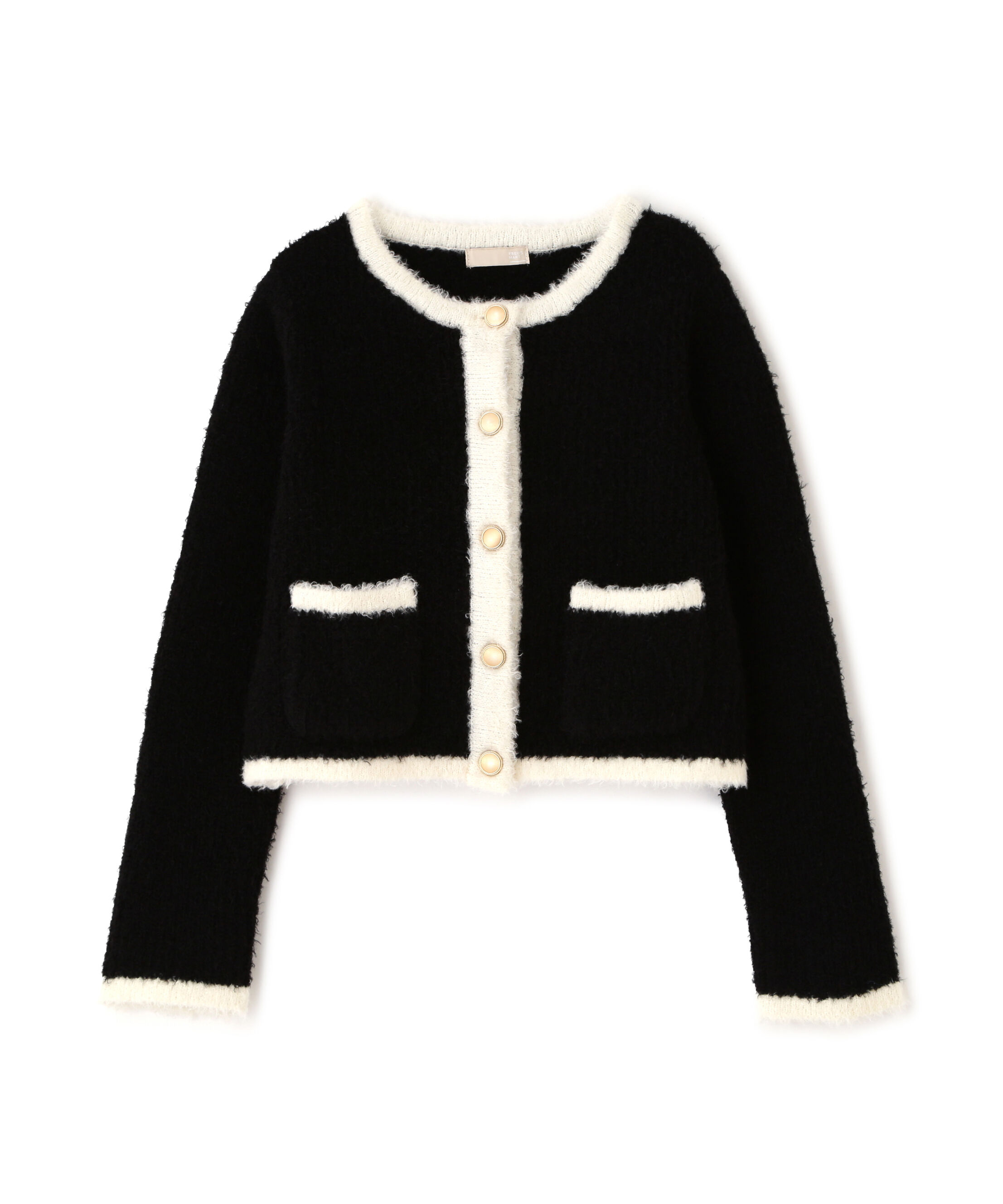  「金ボタンバイカラーニットカーディガン」|ニット・セーター|