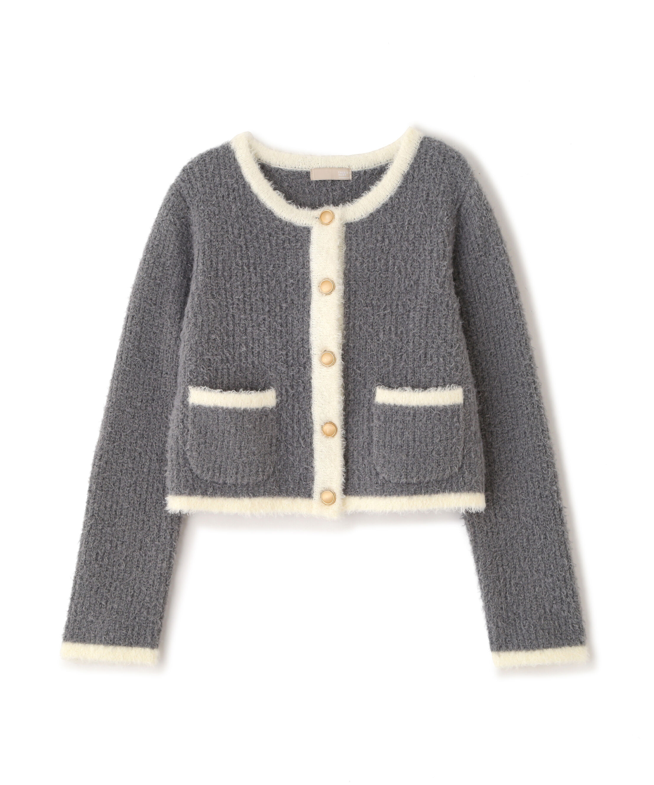  「金ボタンバイカラーニットカーディガン」|ニット・セーター|