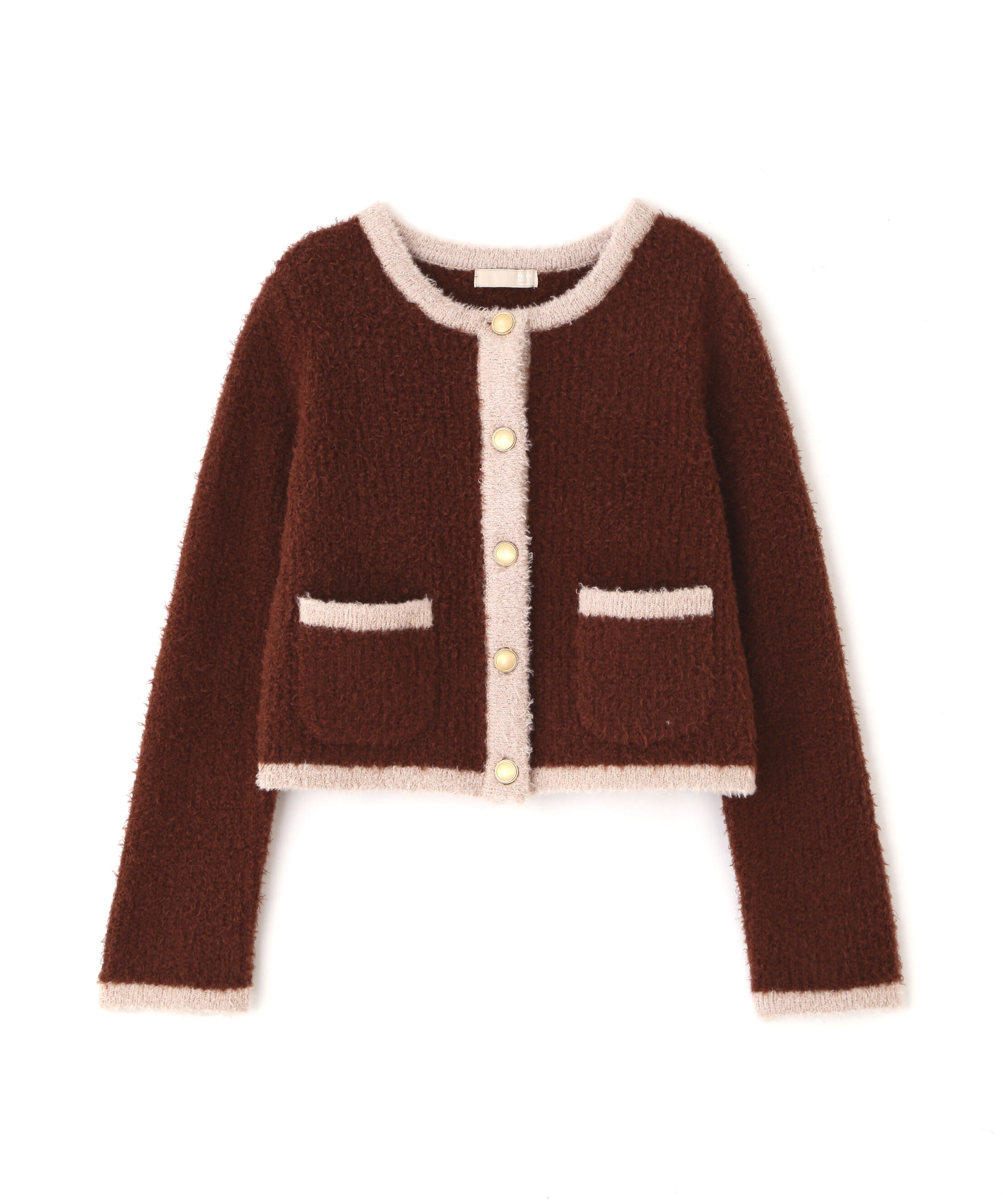  「金ボタンバイカラーニットカーディガン」|ニット・セーター|