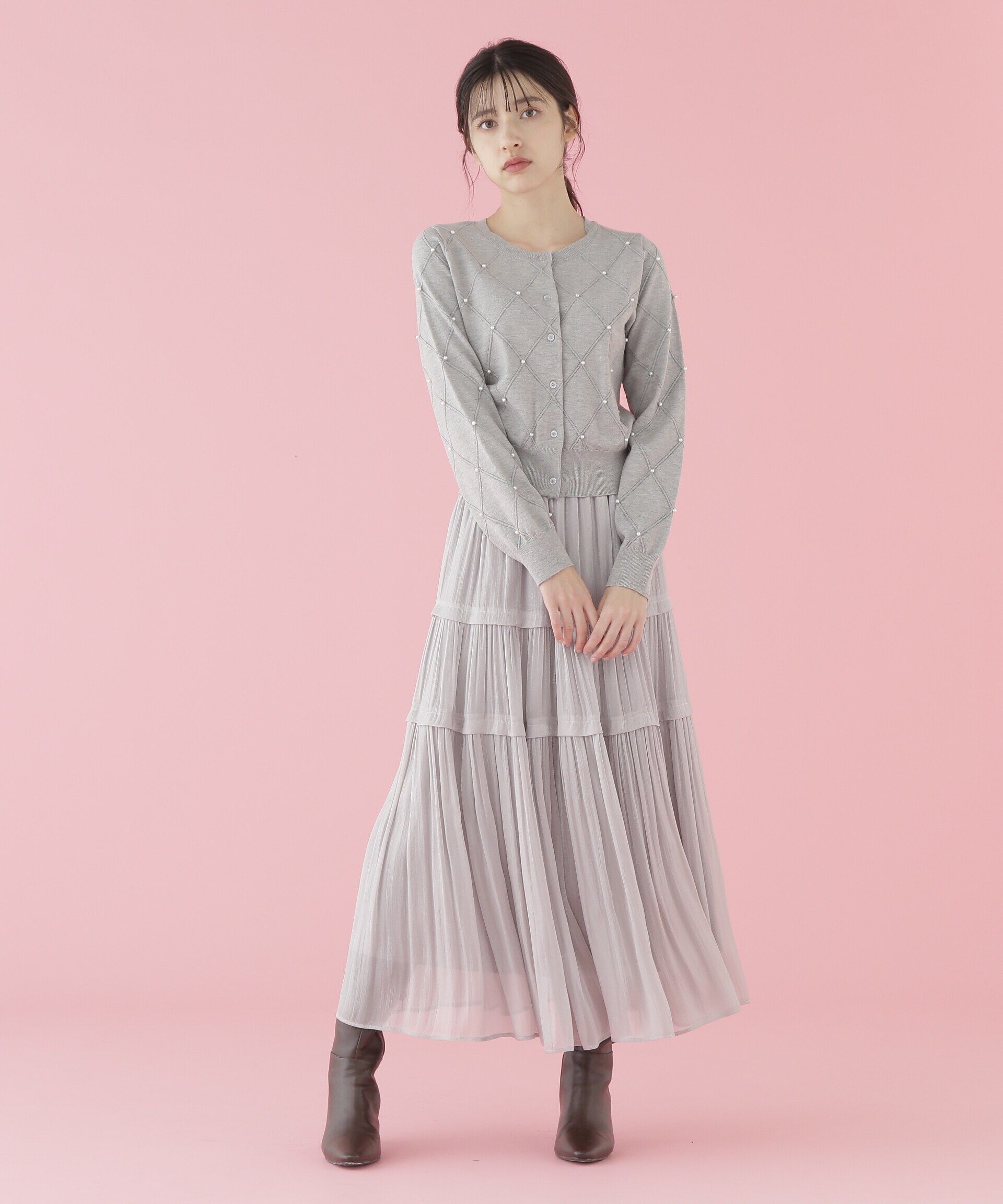  「ダイヤ柄ニットカーディガン」|ニット・セーター|