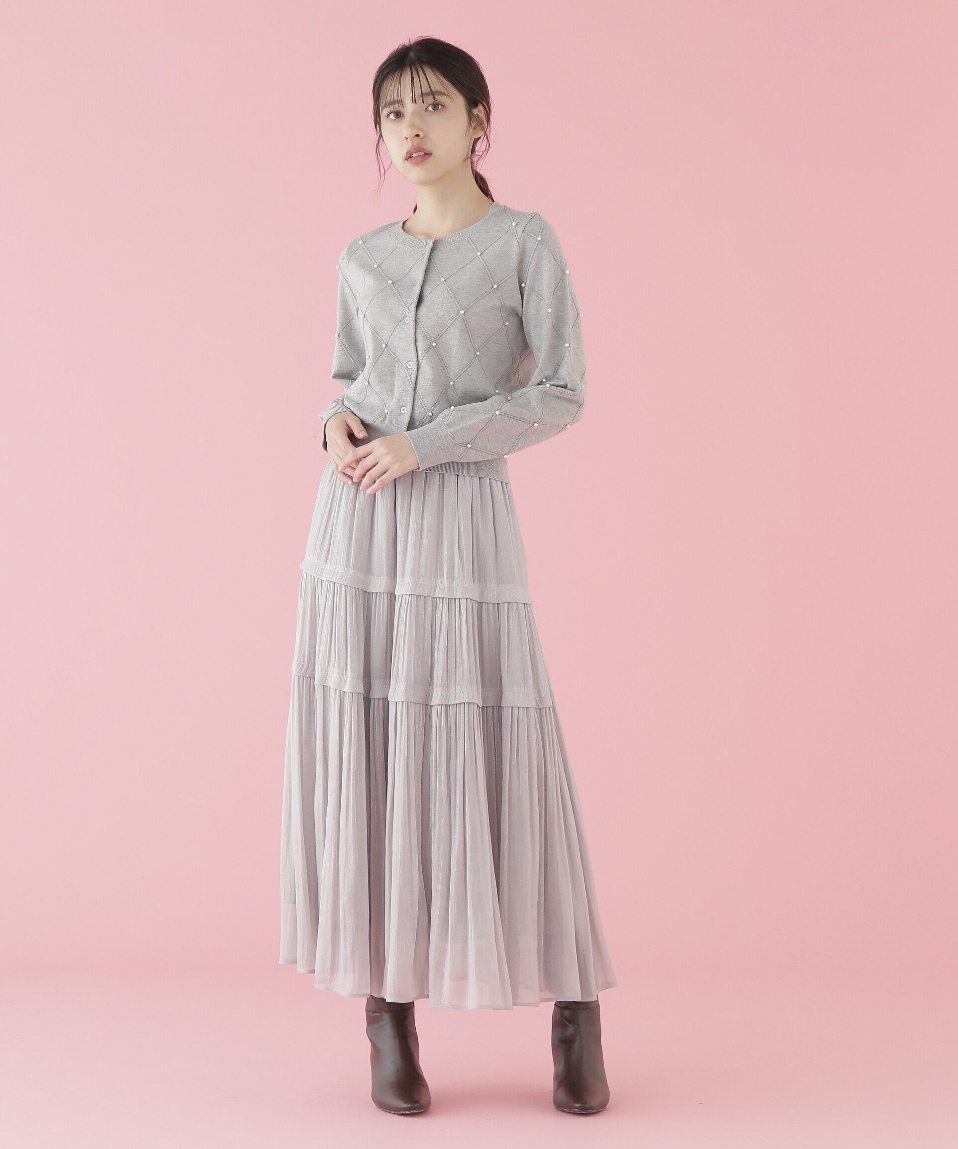  「ダイヤ柄ニットカーディガン」|ニット・セーター|