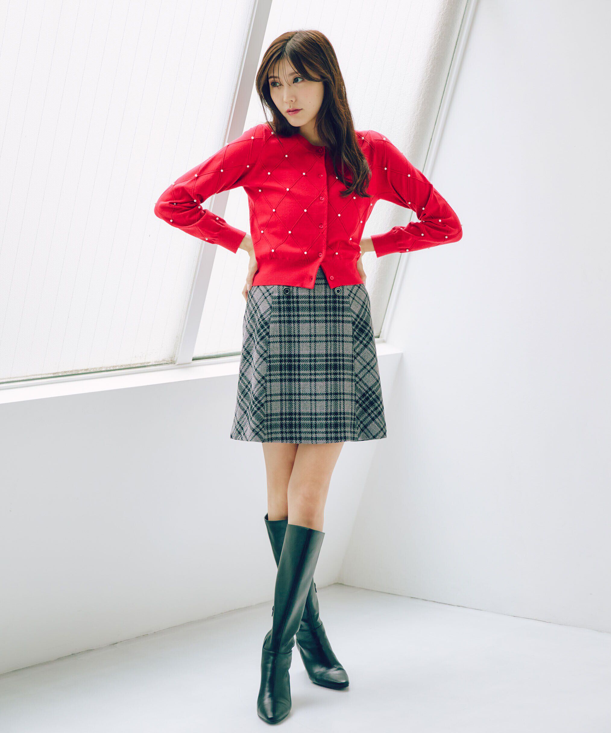  「ダイヤ柄ニットカーディガン」|ニット・セーター|