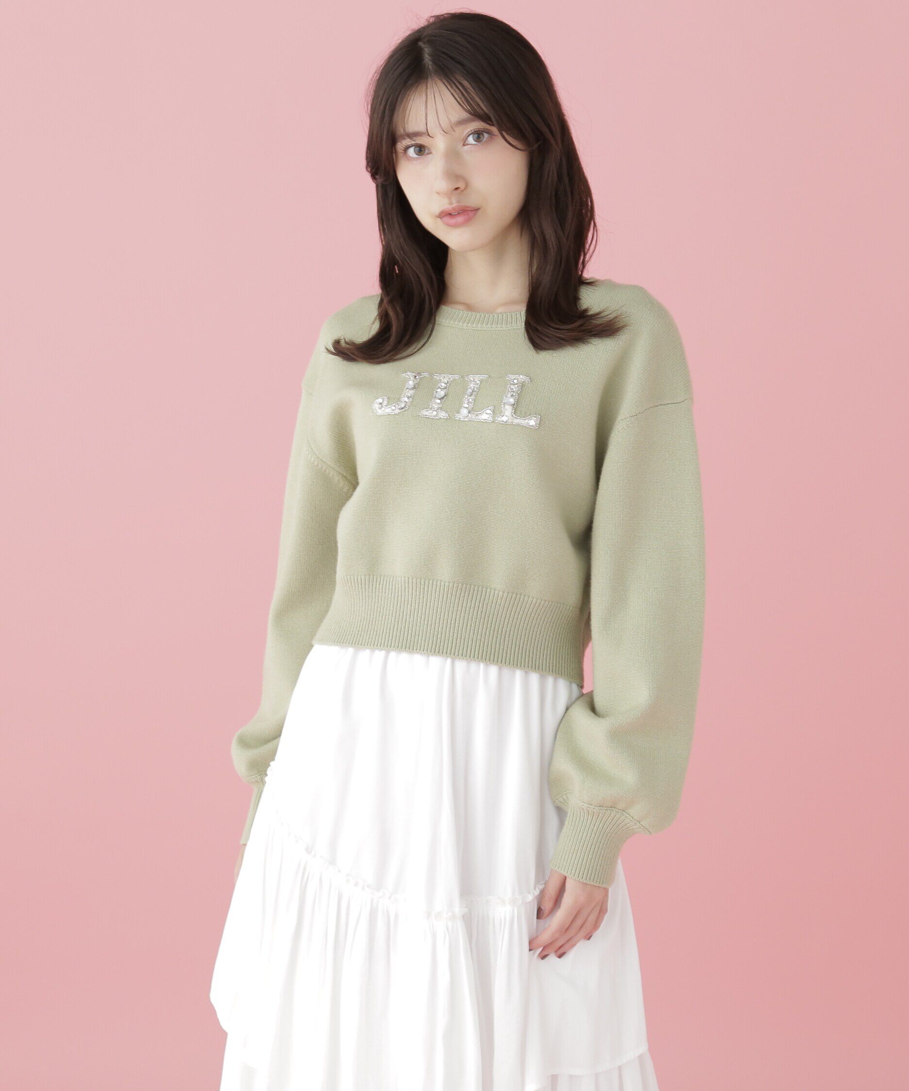  「クリスタルビジューロゴニット」|ニット・セーター|