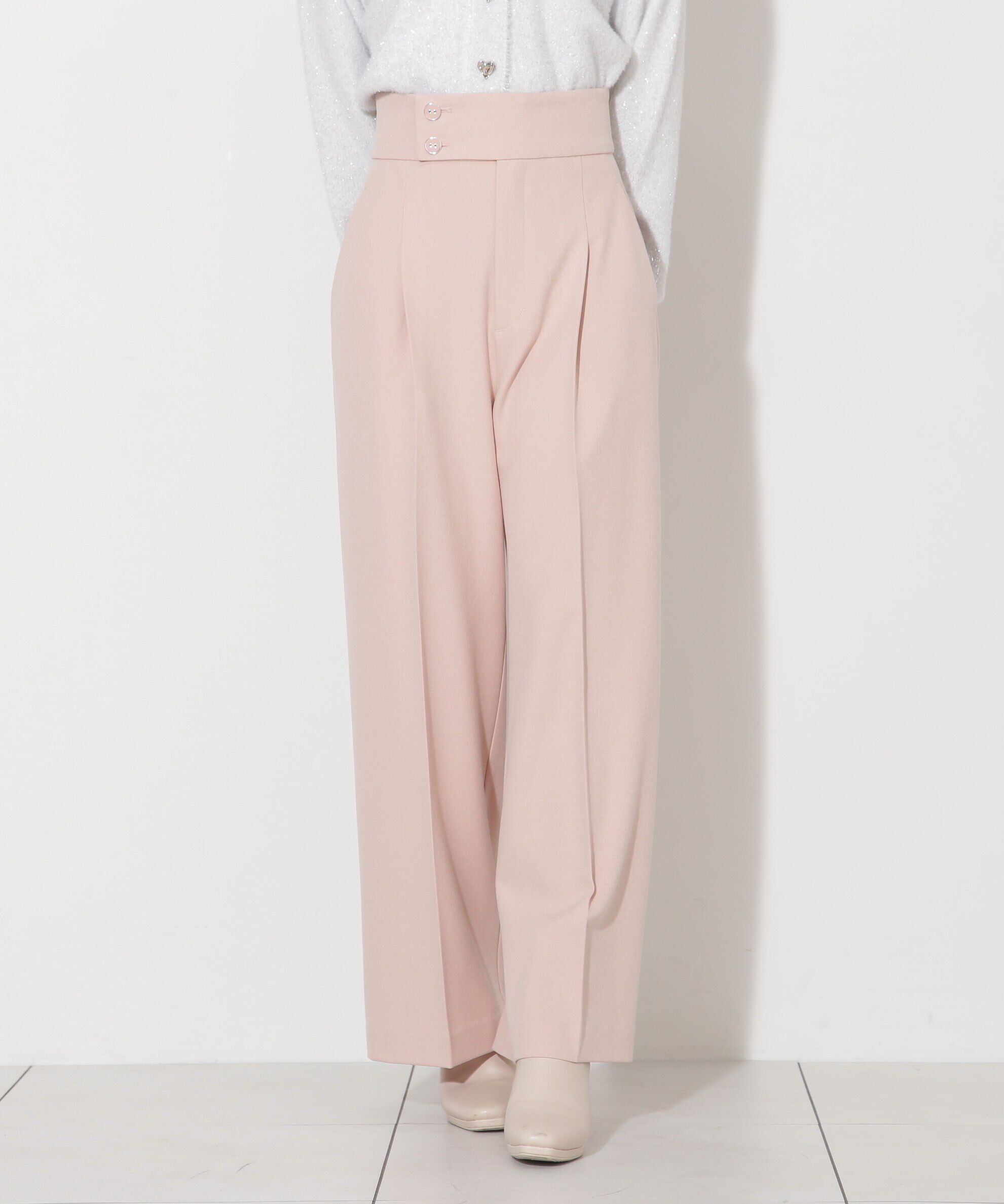  「バックレースダウンセンタープレスパンツ」|その他|ピンク