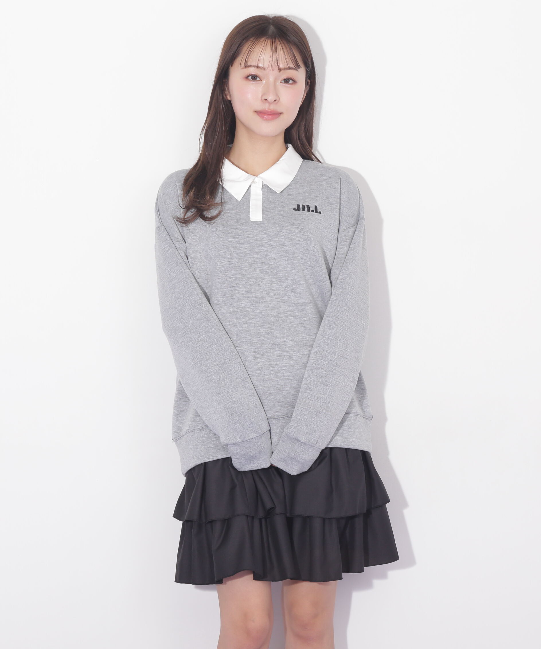  「ポロ衿スウェットフリルミニセットアップ」|ワンピース|