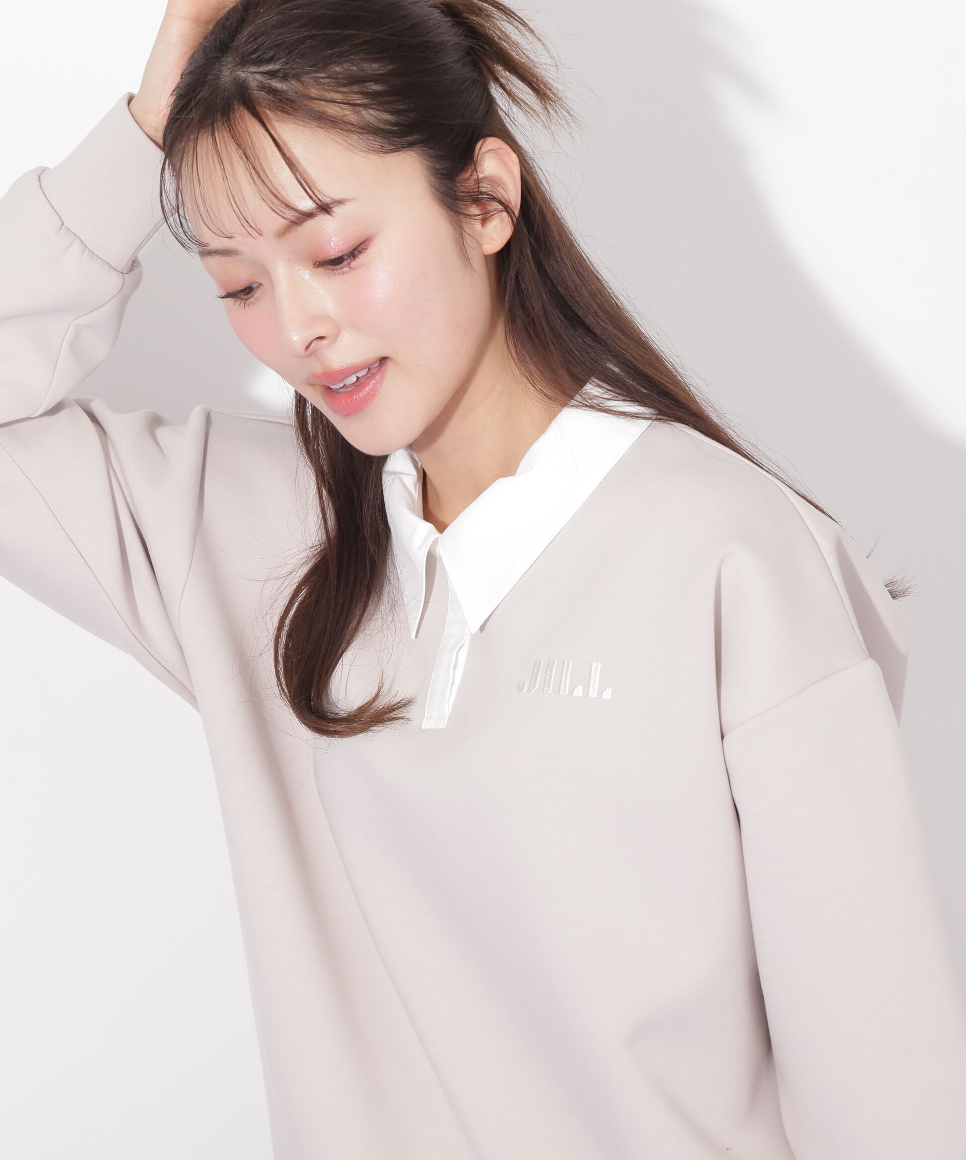  「ポロ衿スウェットフリルミニセットアップ」|ワンピース|