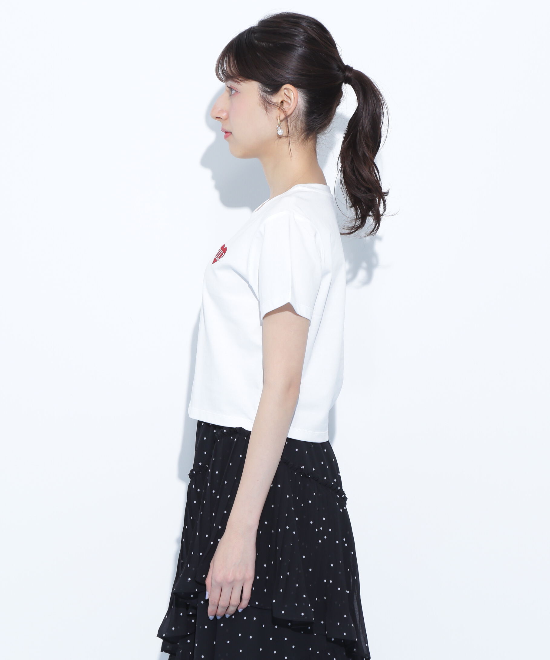  「クロップドハート刺繍Tシャツ」|Tシャツ・カットソー|