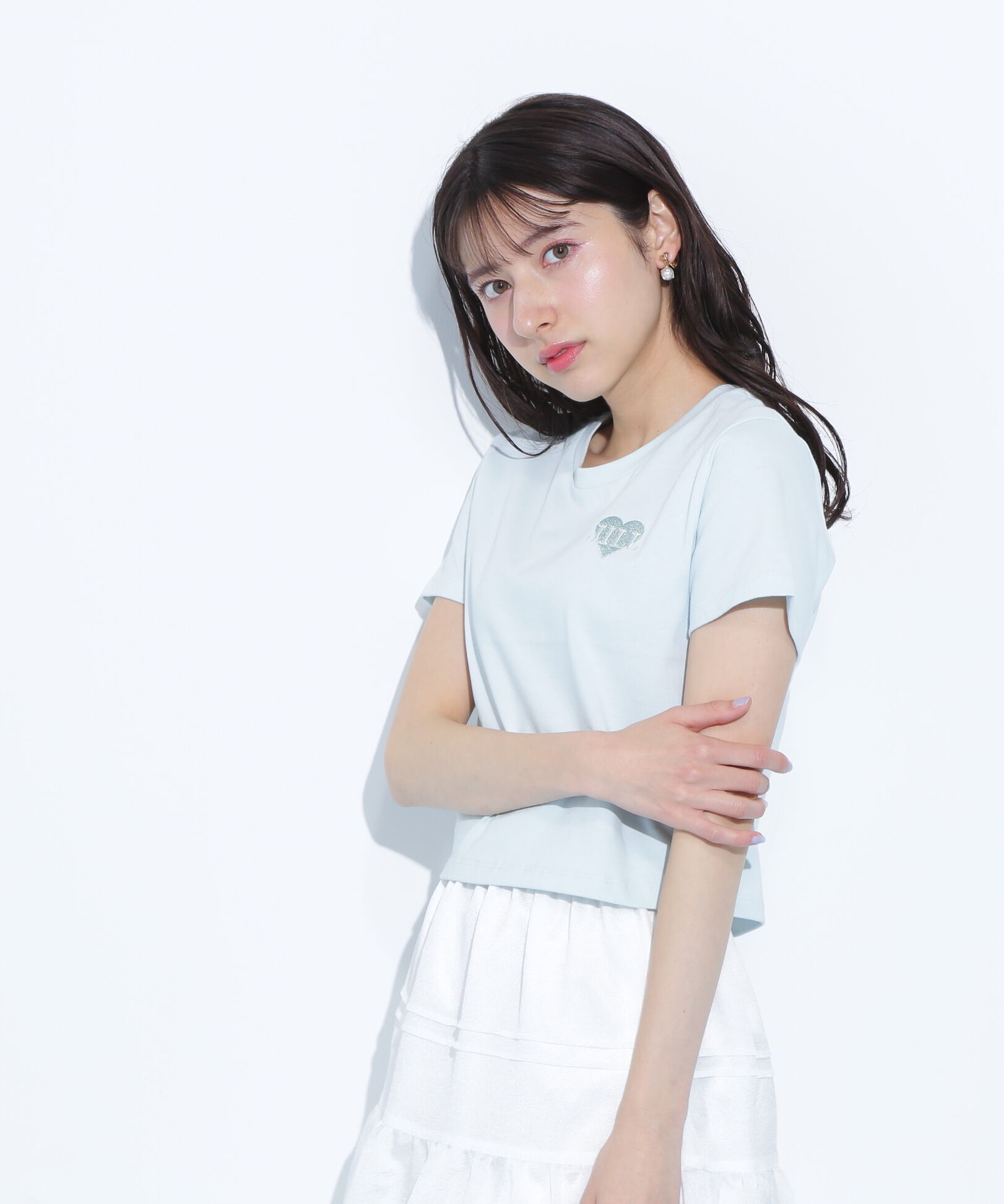  「クロップドハート刺繍Tシャツ」|Tシャツ・カットソー|