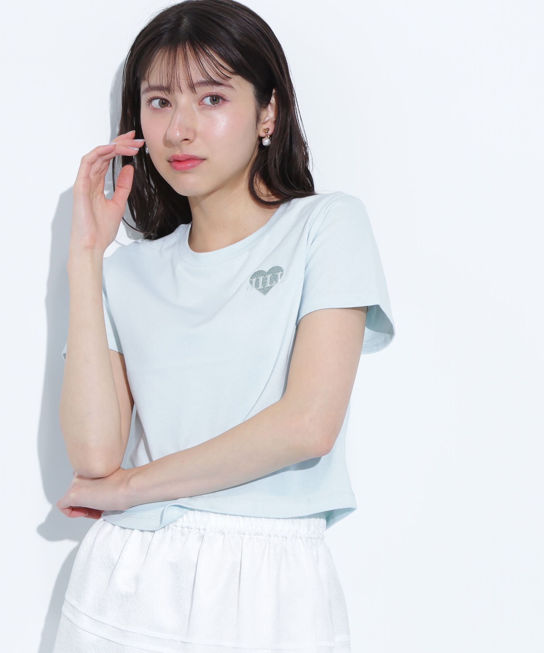  「クロップドハート刺繍Tシャツ」|Tシャツ・カットソー|