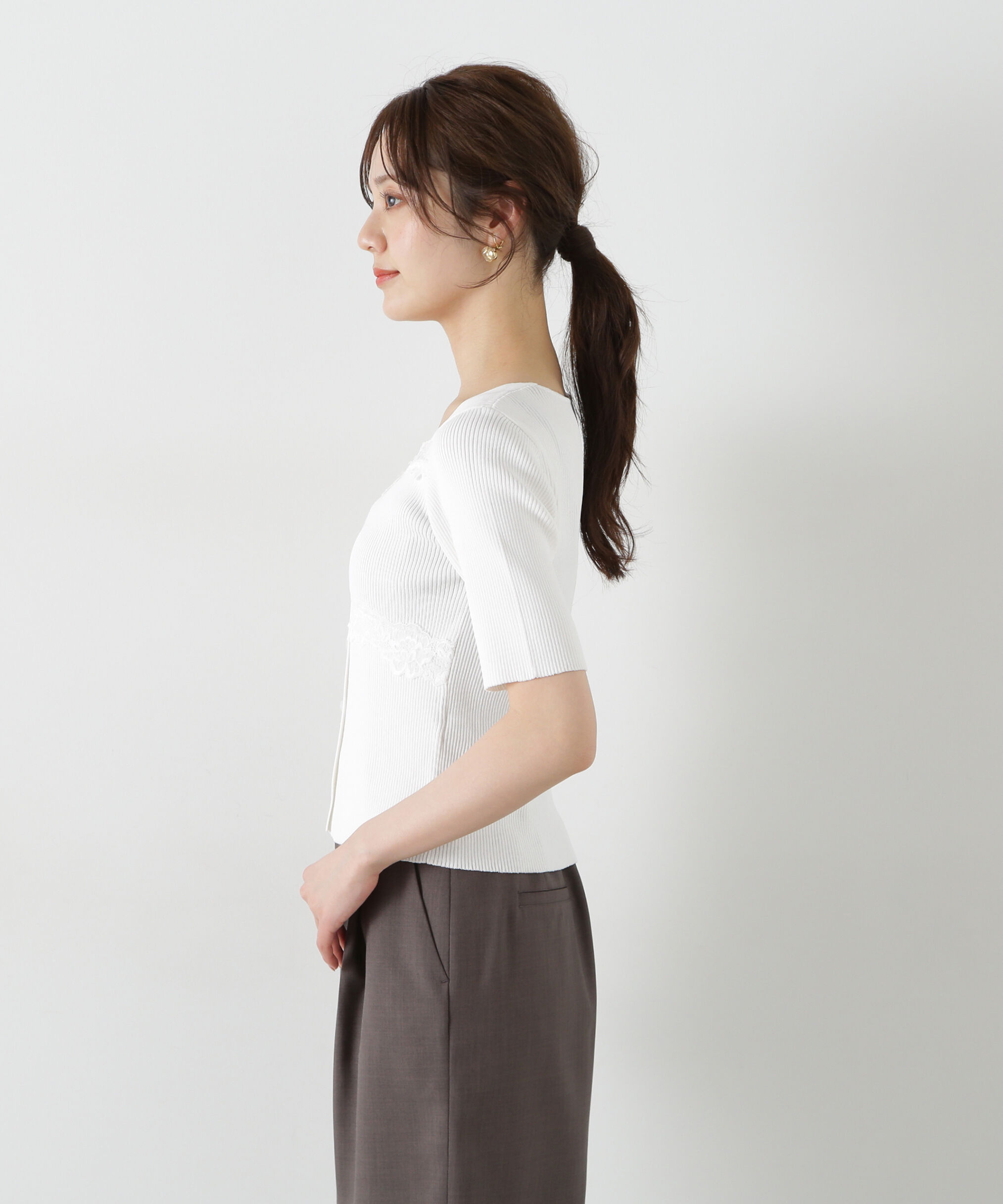 PROPORTION BODY DRESSING「レース切替ニット」|ニット・セーター|