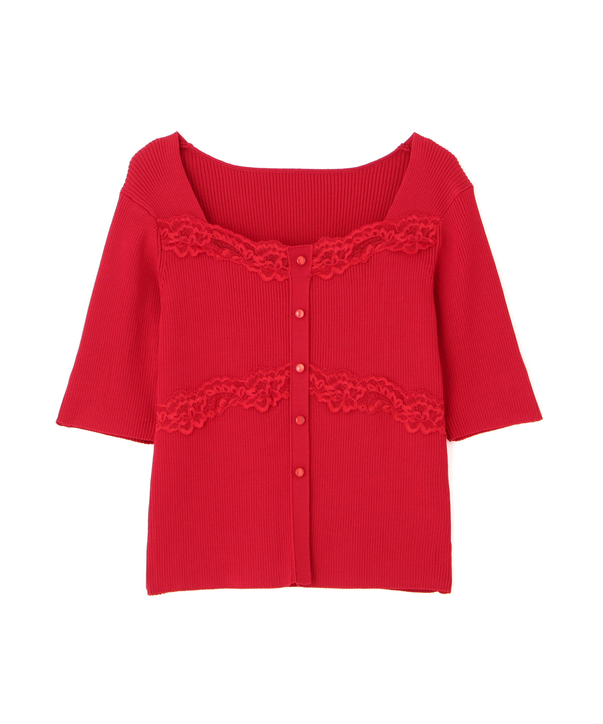 PROPORTION BODY DRESSING「レース切替ニット」|ニット・セーター|レッド