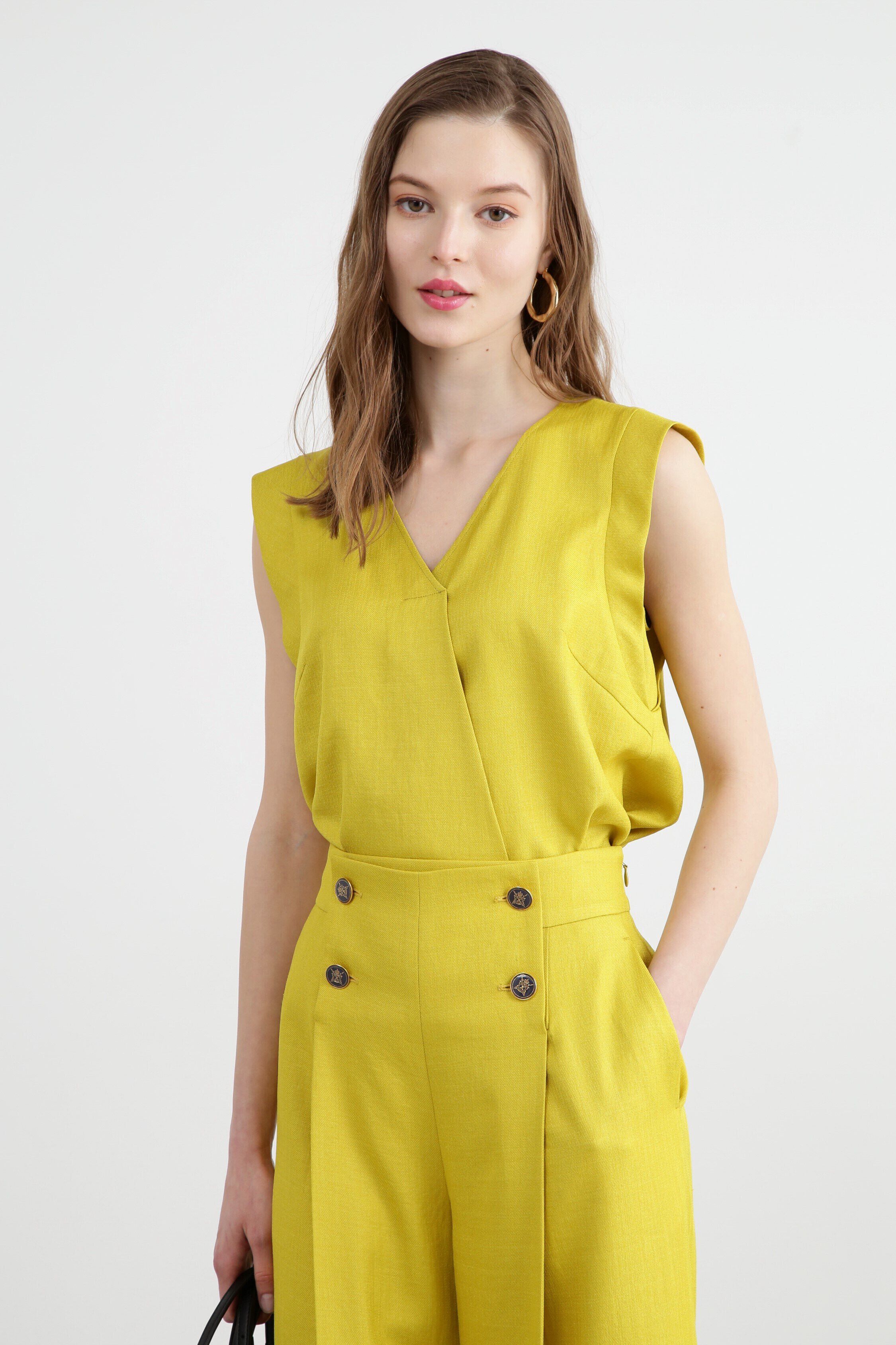  「◆スラブツイルセットアップブラウス」|シャツ・ブラウス|イエロー