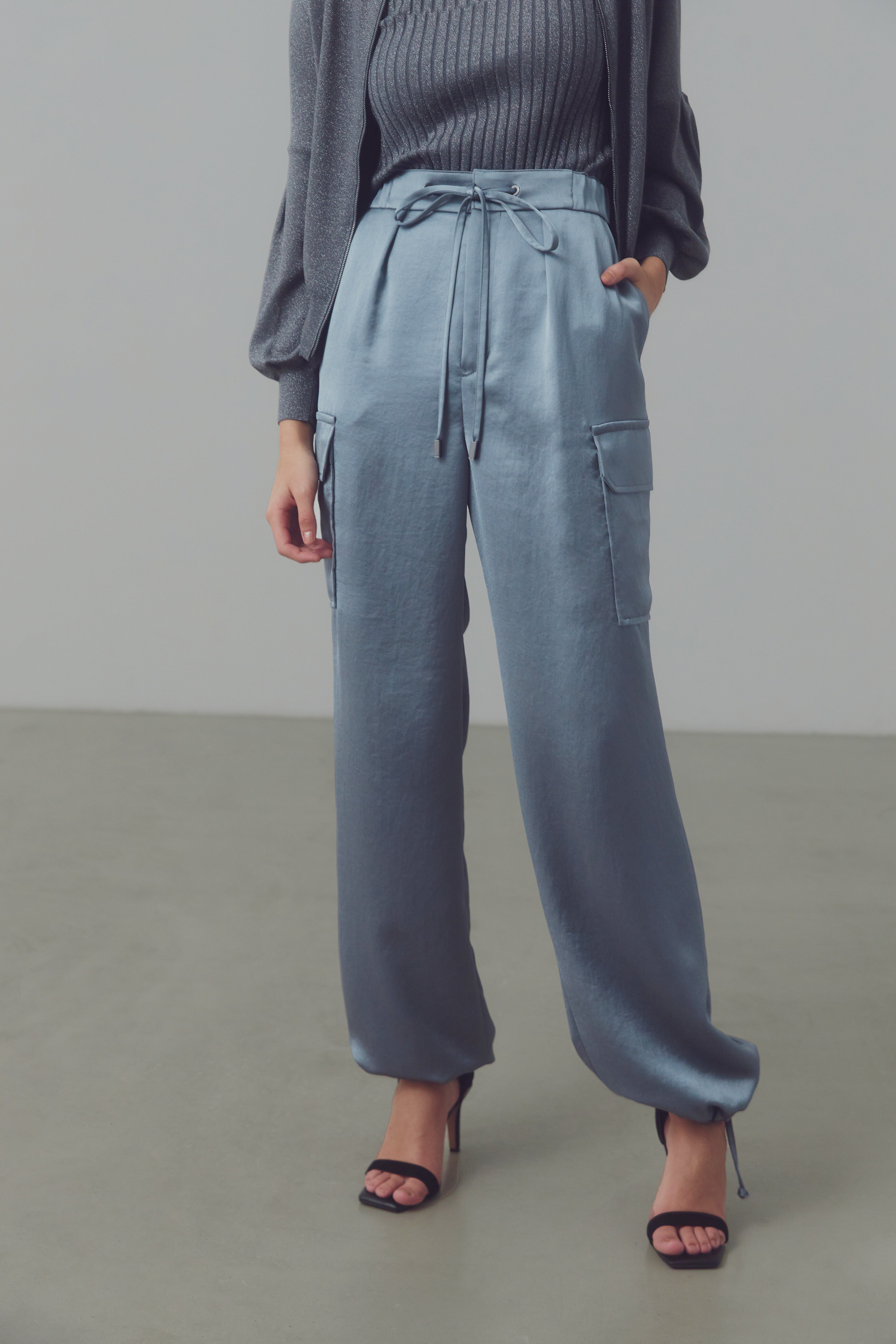  「◆サテンカーゴパンツ」|その他|グレー