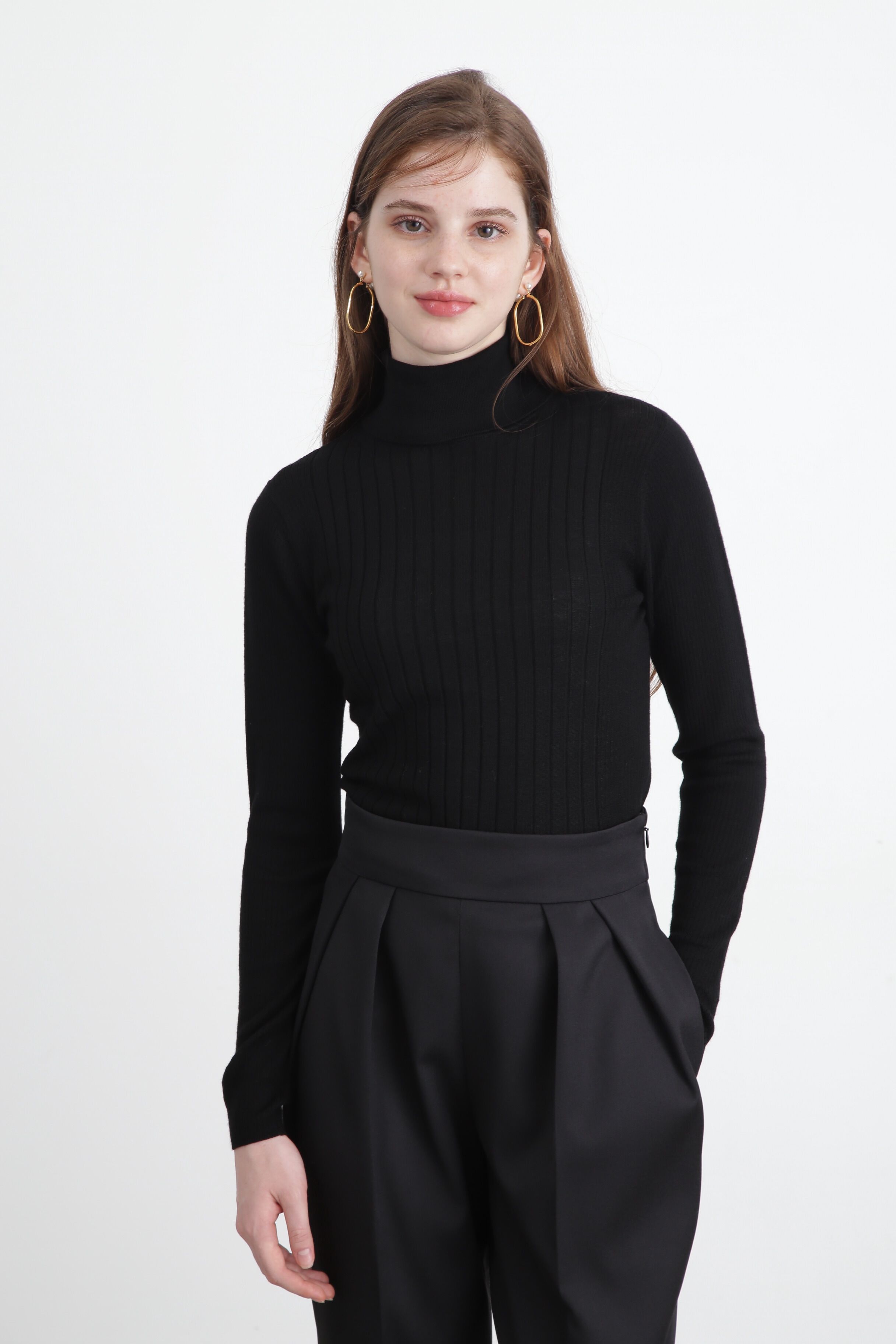  「◆バックボタンリブニットプルオーバー」|ニット・セーター|