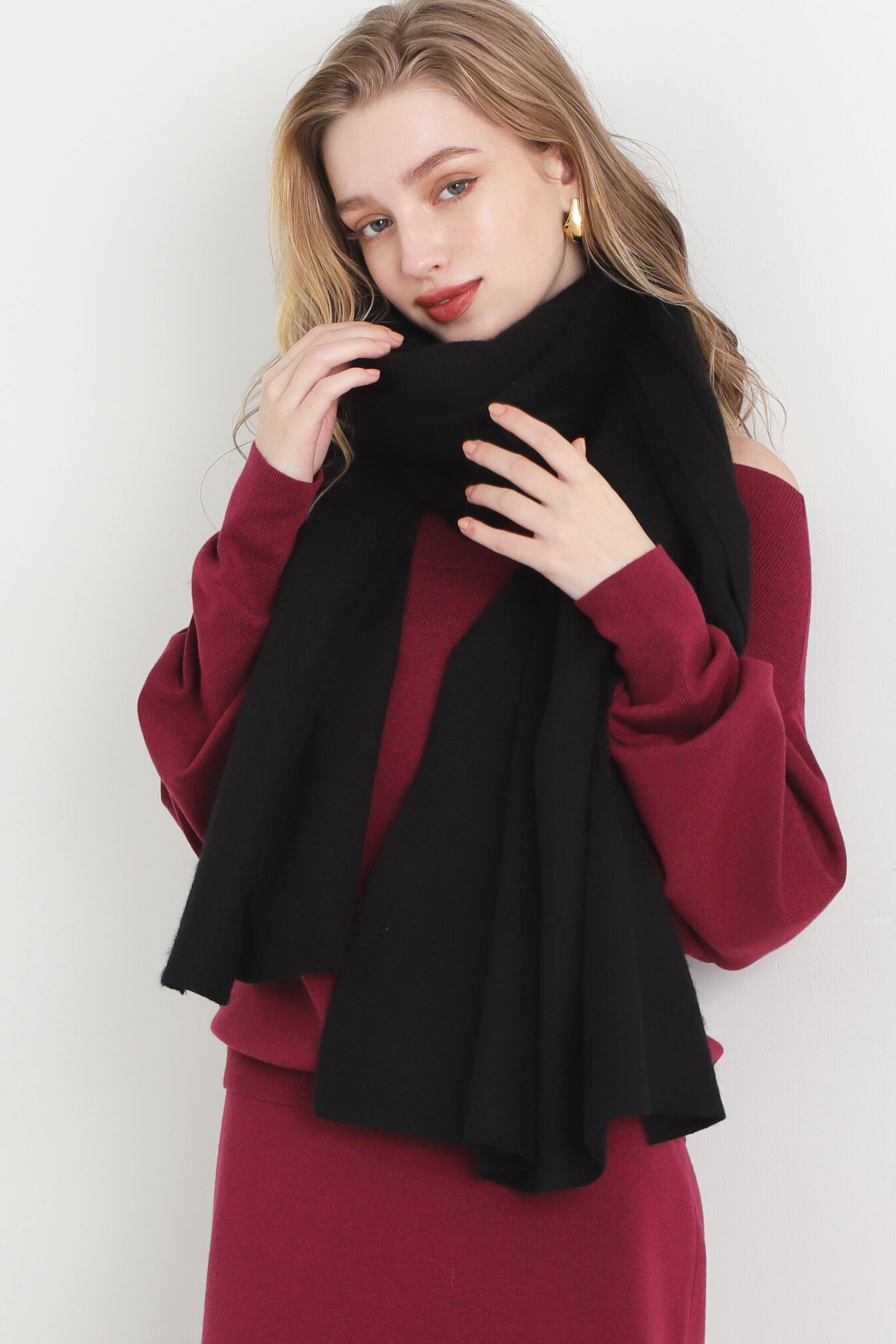  「カシミヤ100%ボリュームストール」|バンダナ・スカーフ|