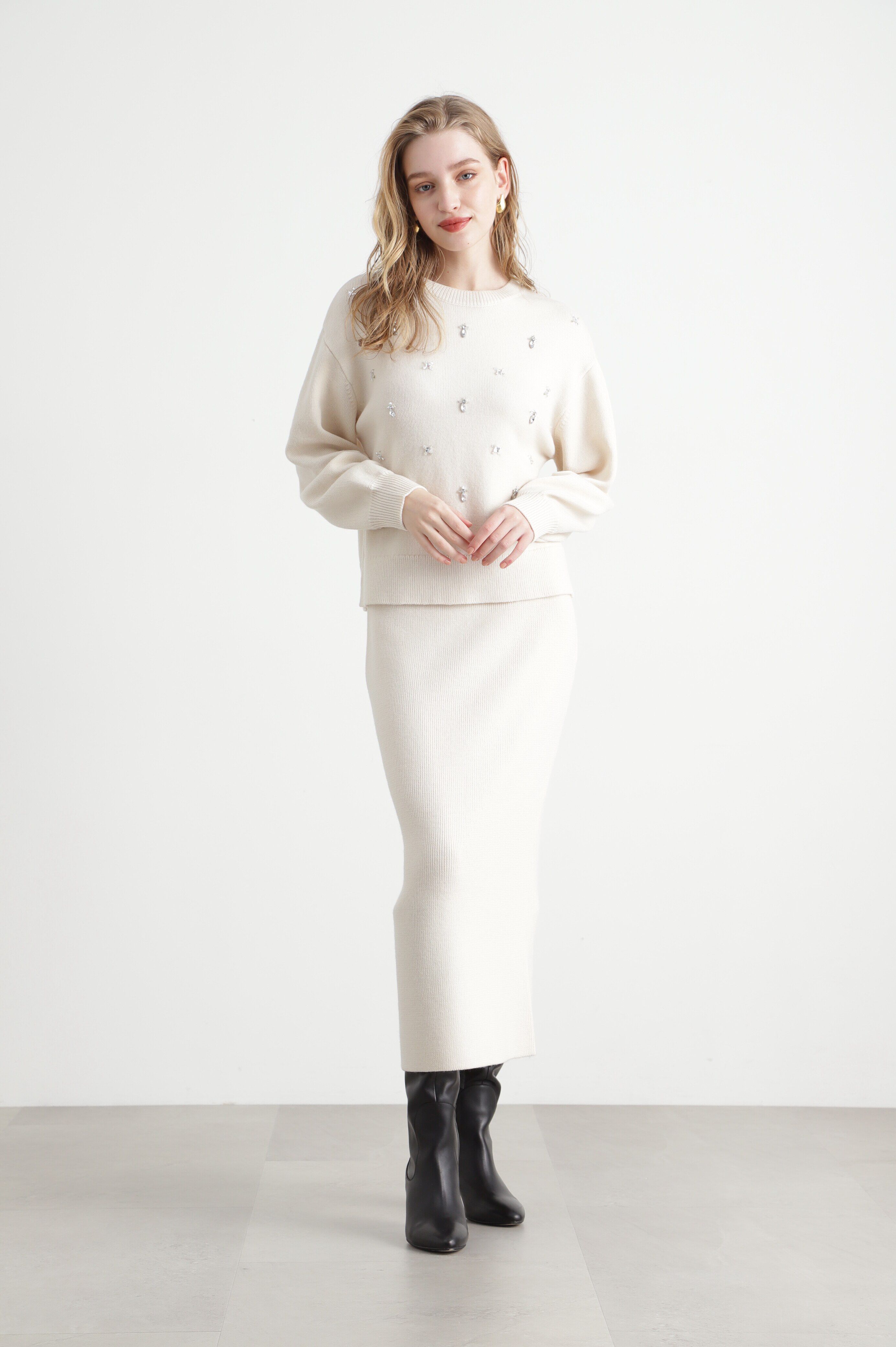  「◆ビジューニットプルオーバー」|ニット・セーター|