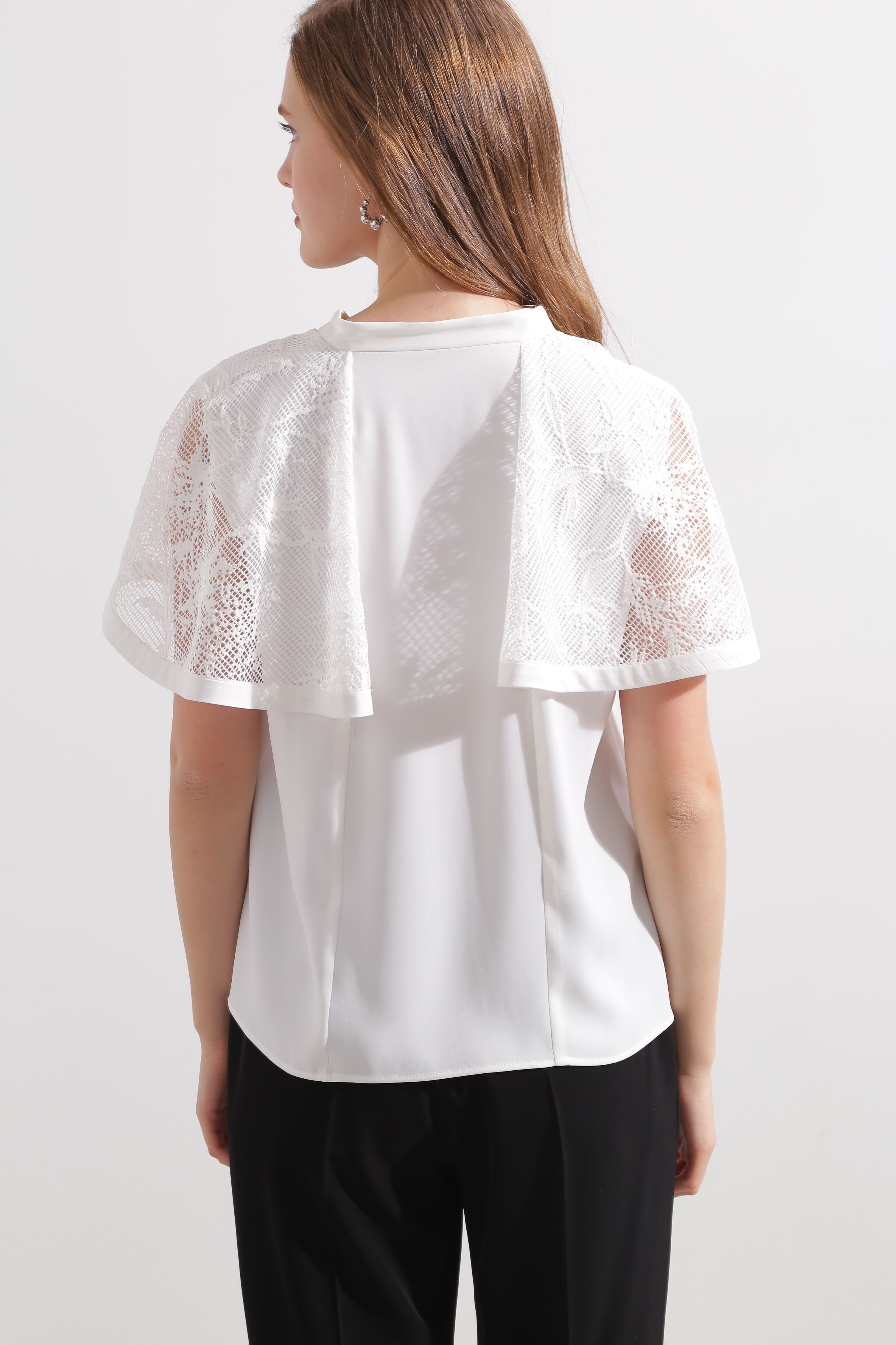  「◆レースコンビスキッパーブラウス」|シャツ・ブラウス|