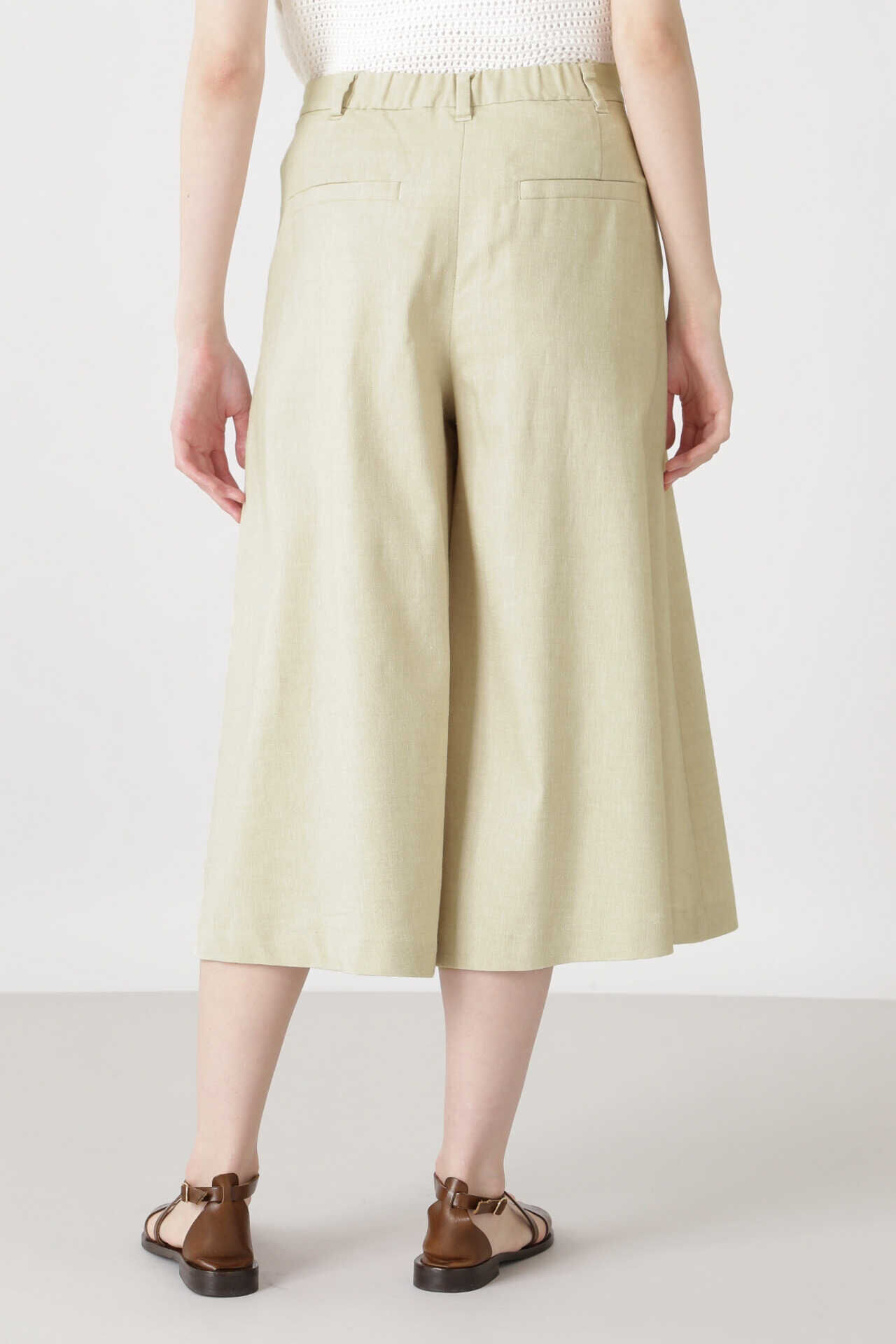  「◆ポリエステルコットン麻ツイルシャンブレーキュロットスカート」|スカート|