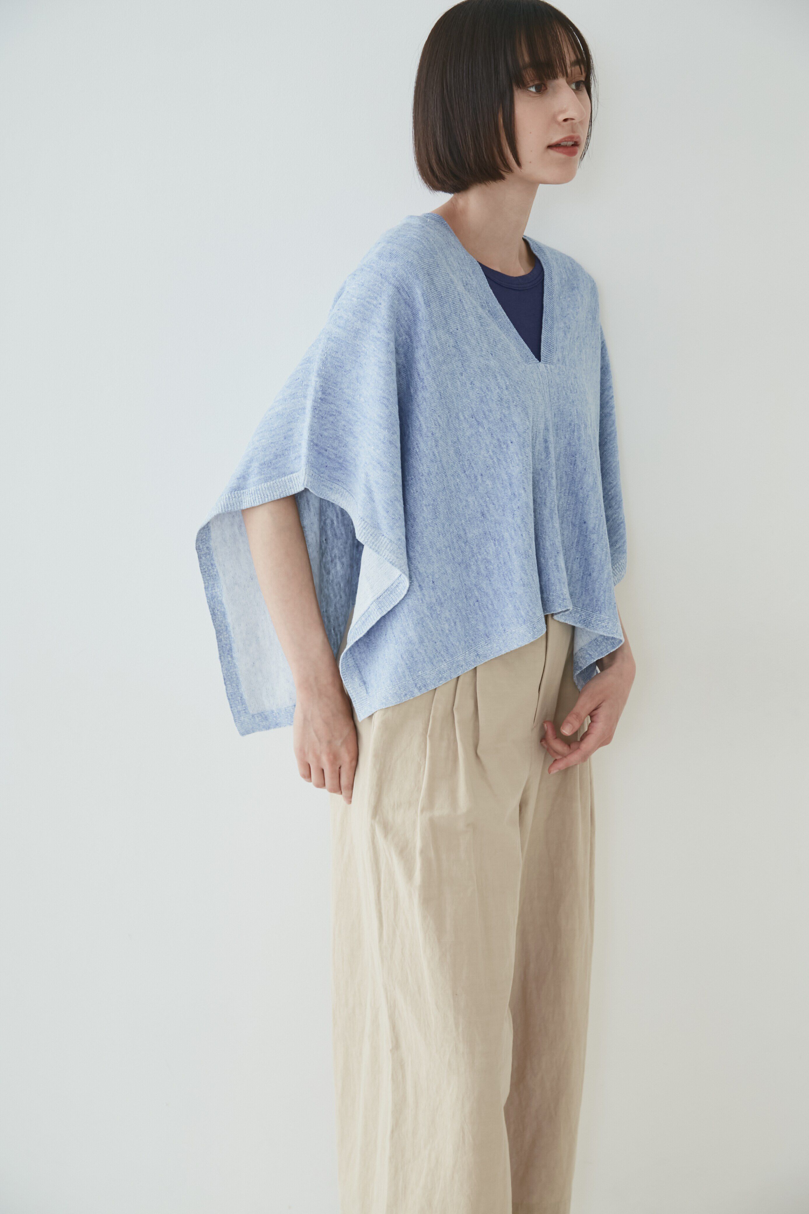  「◆ニットポンチョ」|ニット・セーター|ブルー