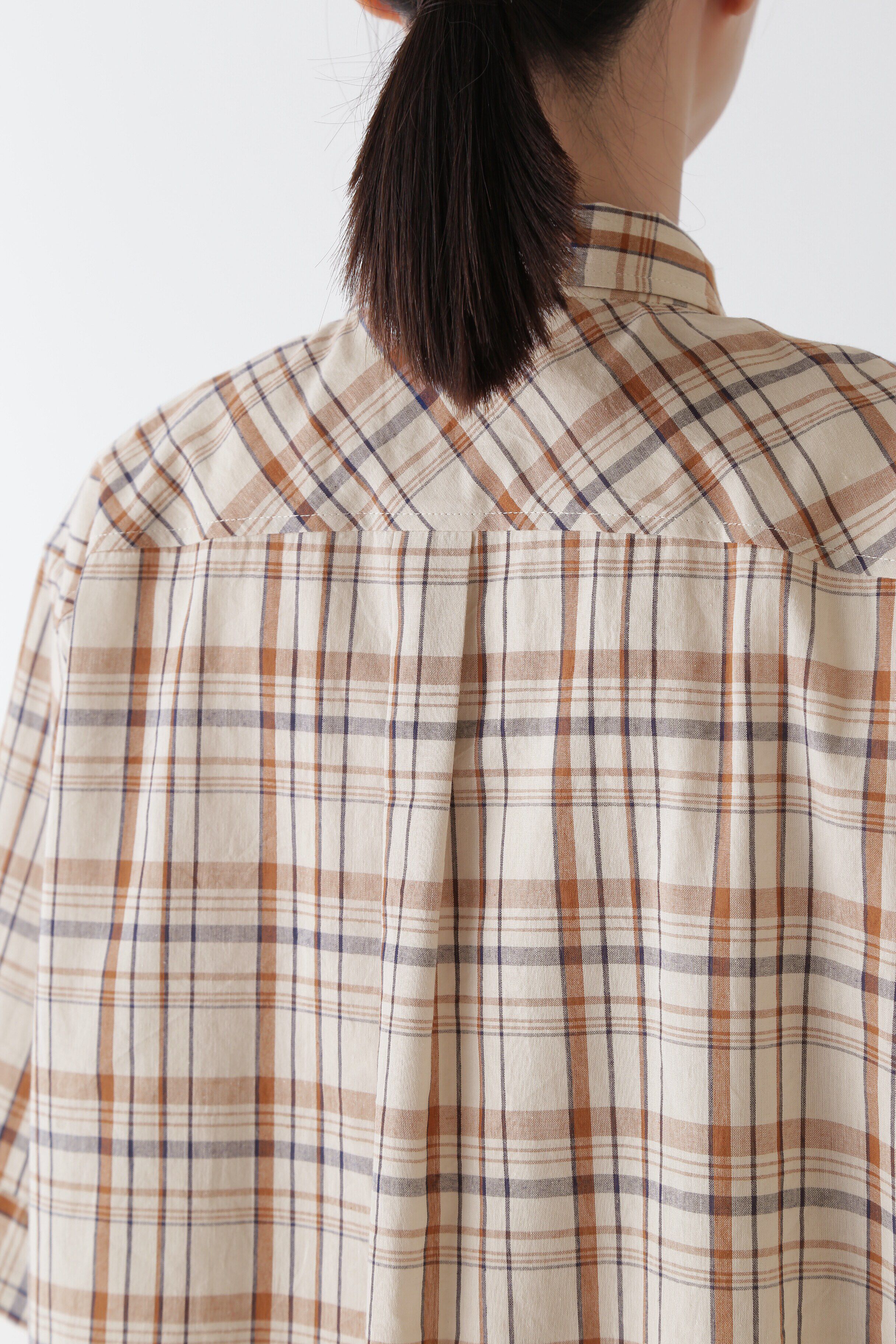  「◆綿麻半袖チェックシャツ」|シャツ・ブラウス|