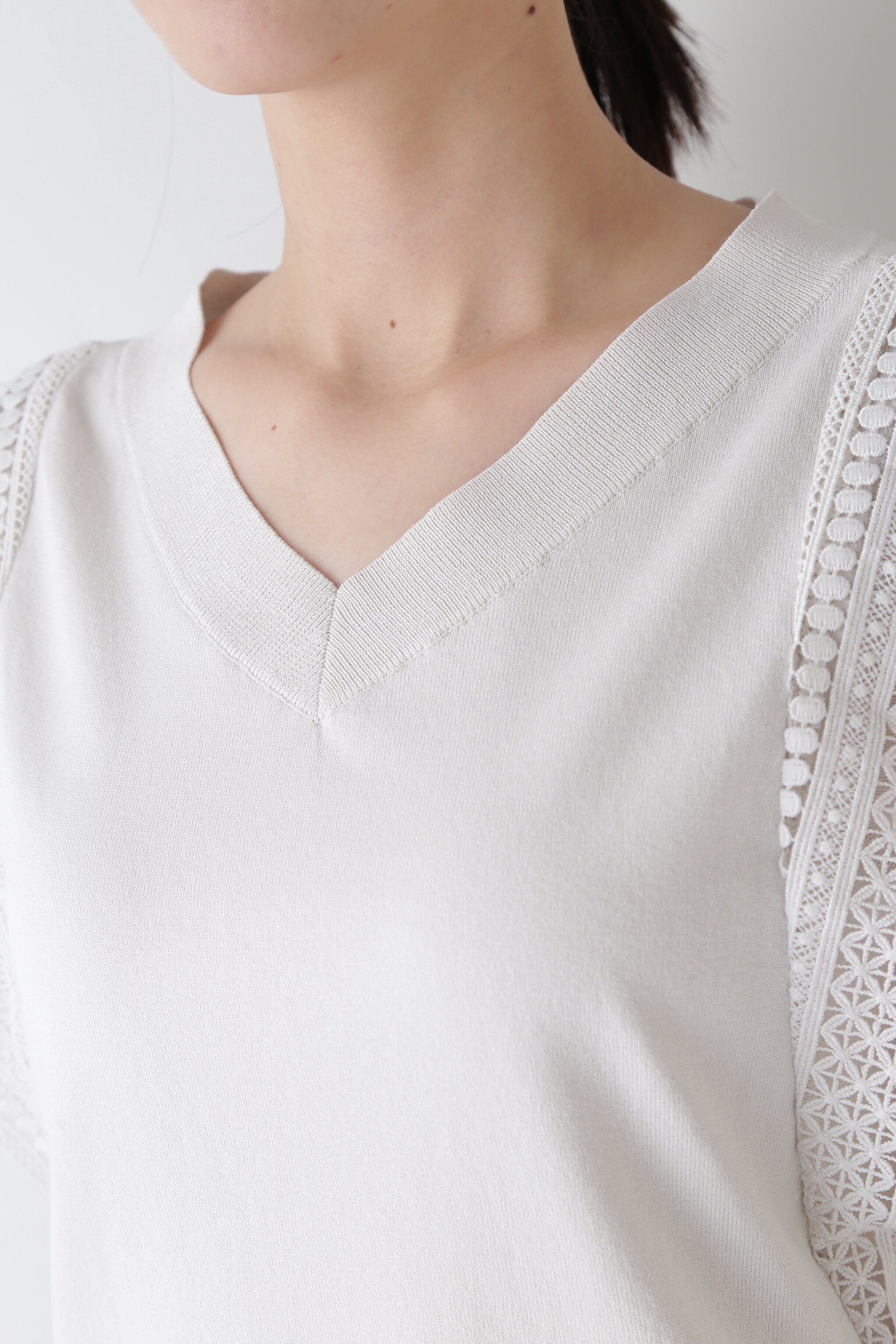  「◆レースドッキングニットトップス」|ニット・セーター|