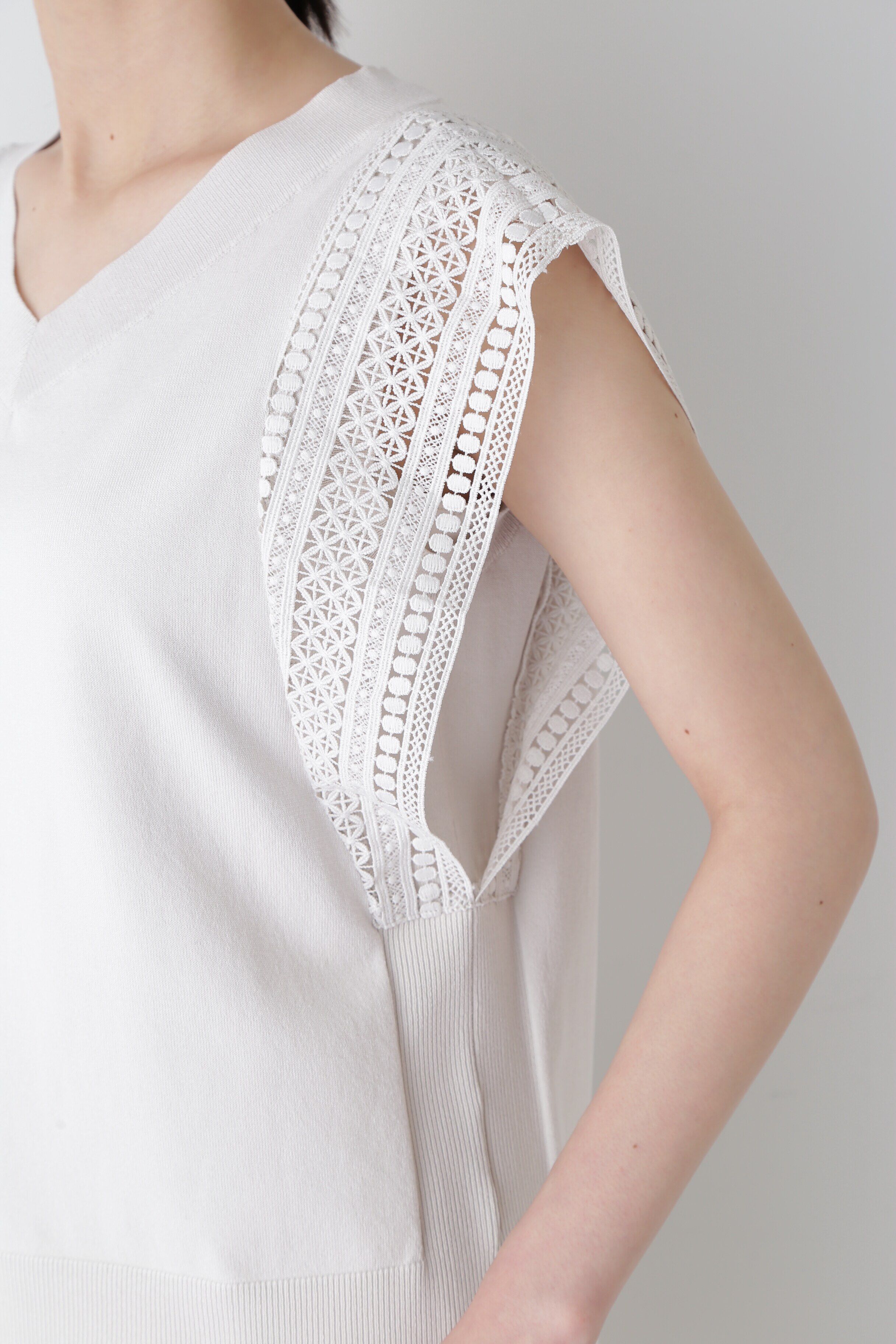  「◆レースドッキングニットトップス」|ニット・セーター|