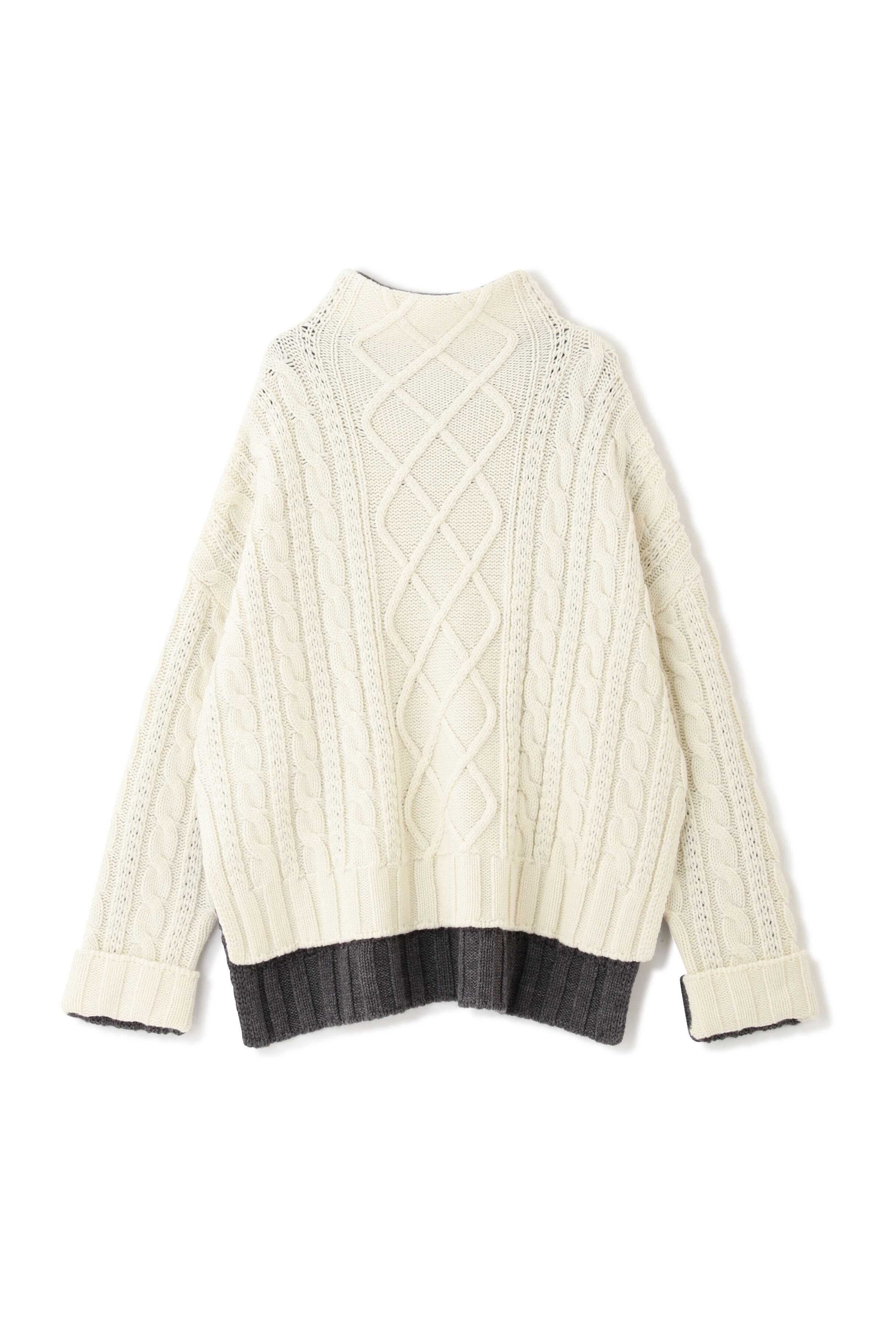  「◆バイカラーケーブルニット」|ニット・セーター|