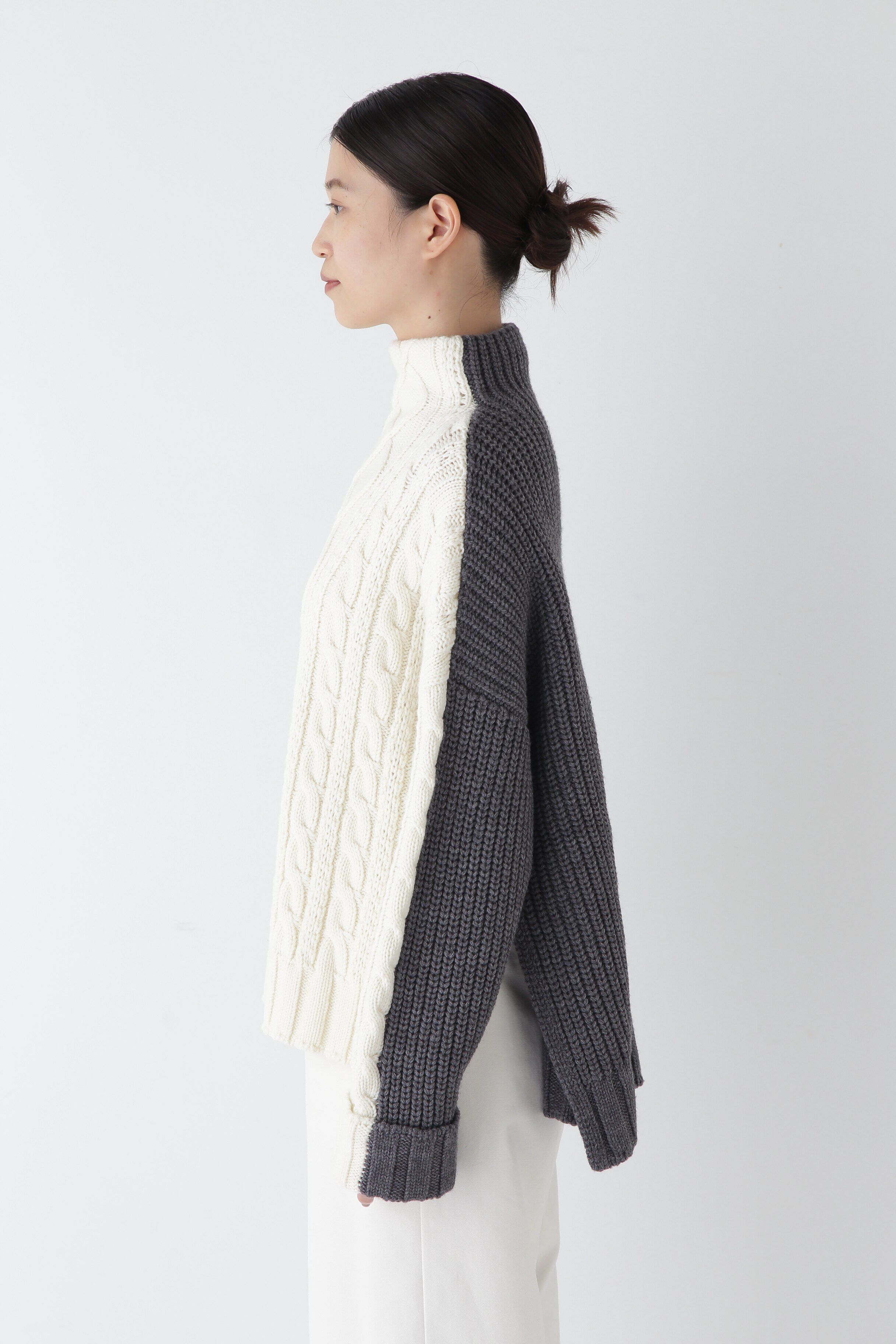  「◆バイカラーケーブルニット」|ニット・セーター|