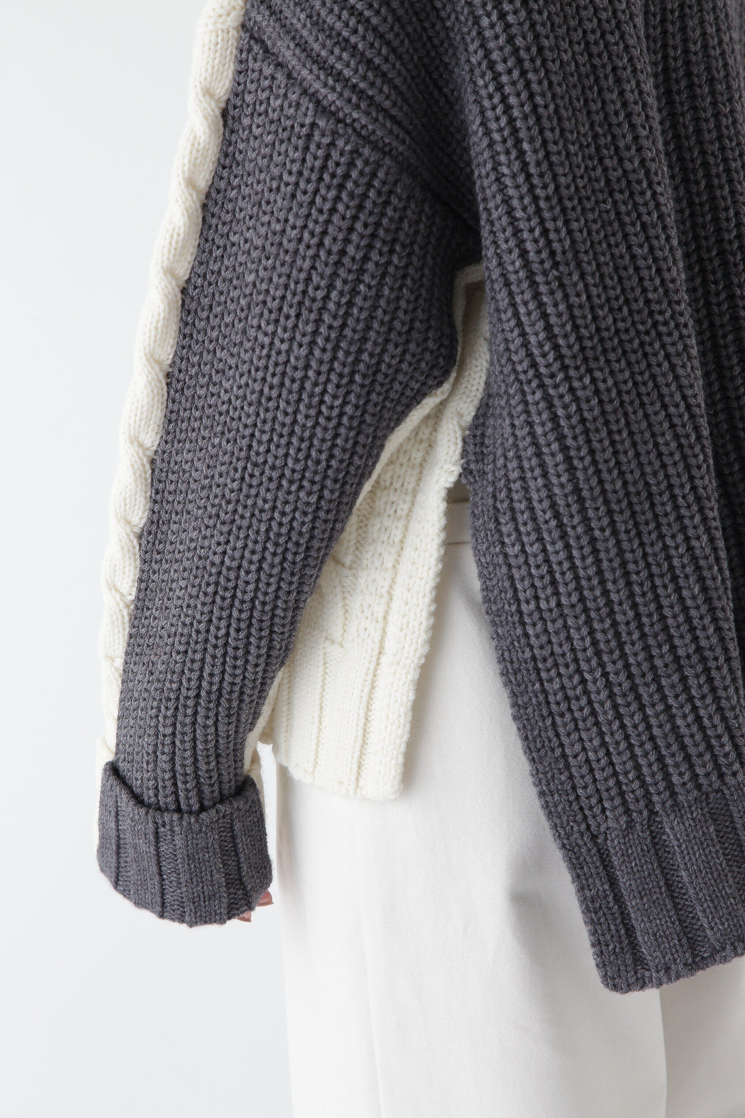  「◆バイカラーケーブルニット」|ニット・セーター|