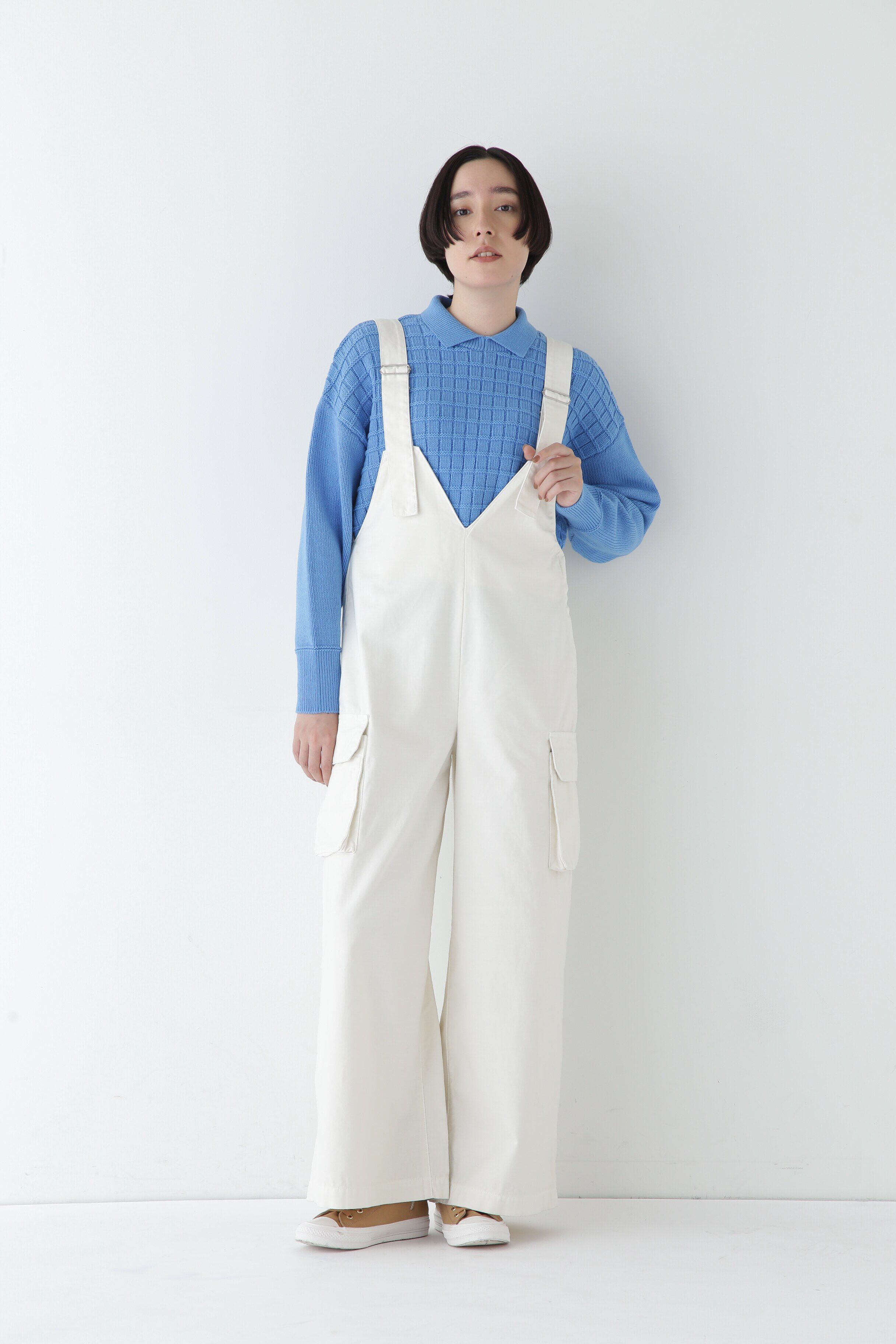  「◆【ウォッシャブル】バルキーコットン混リンクス柄ポロプルオーバー」|ニット・セーター|