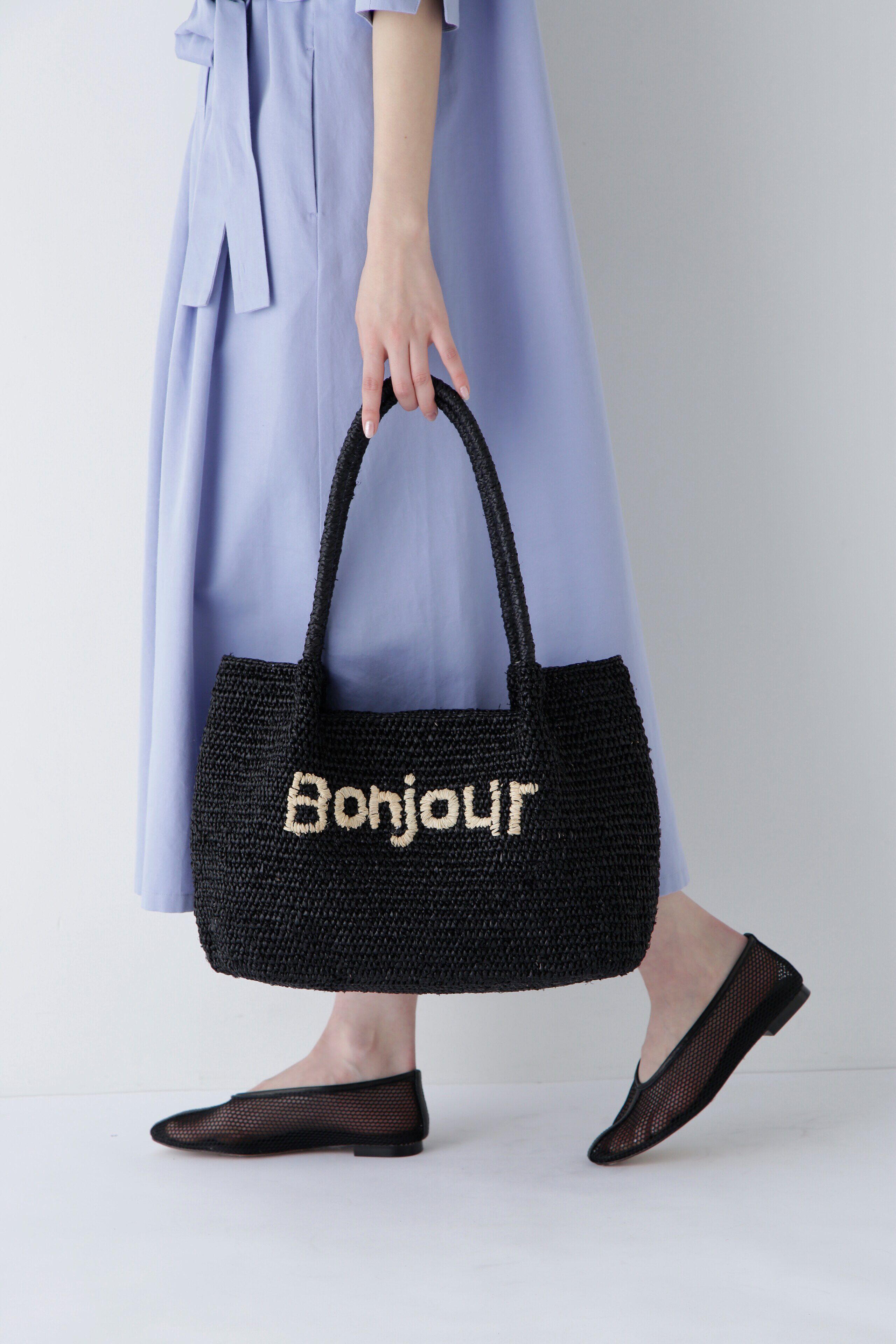  「◆Bonjourラフィアバッグ」|その他|ブラック&times;アイ
