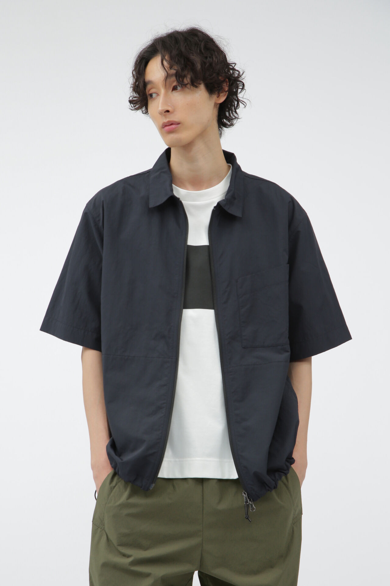 MARGARET HOWELL「WATER REPELLENT NYLON POPLIN SHIRT」|Tシャツ・カットソー|DARK NAVY1