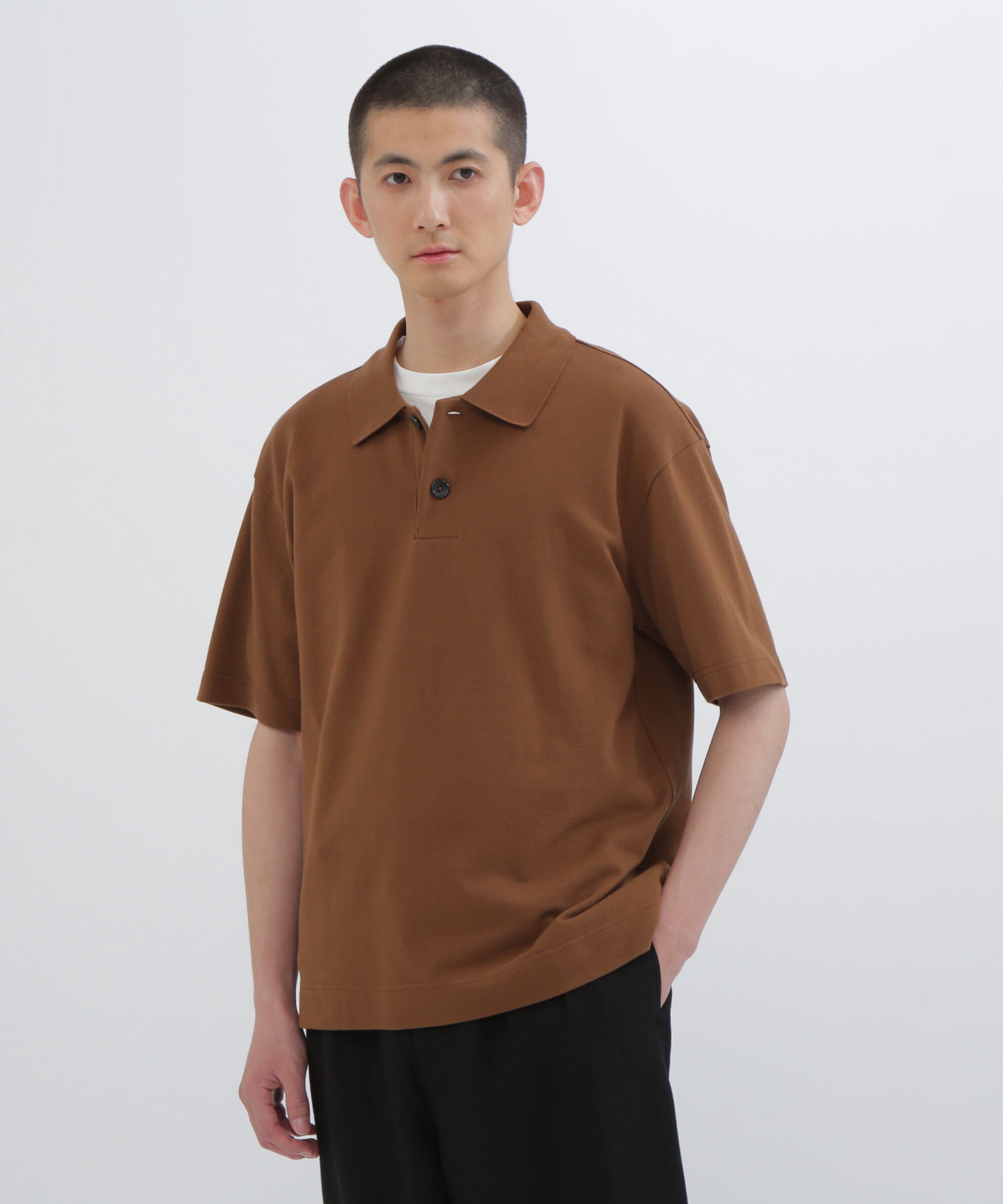 MARGARET HOWELL「COTTON PIQUE TOP」|Tシャツ・カットソー|BROWN