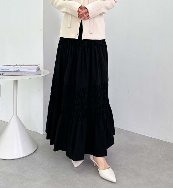 archives「コットンライクシャーリングティアードスカート」|スカート|BLACK