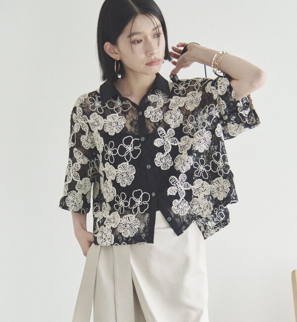 Doux archives「コードレースクロップドシャツ」|シャツ・ブラウス|