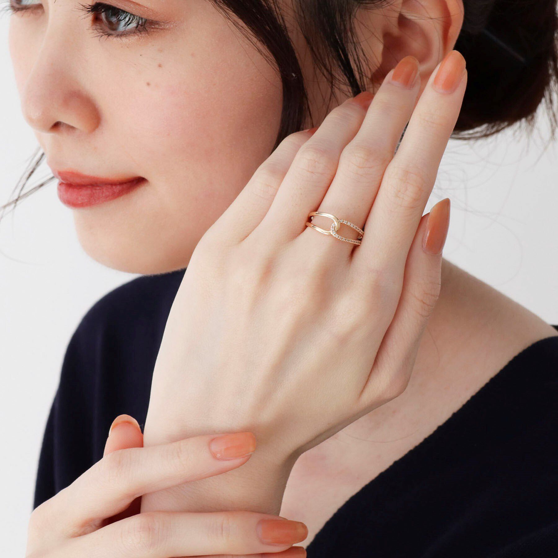 COCOSHNIK「K10ダイヤモンド ノットリング」|リング|