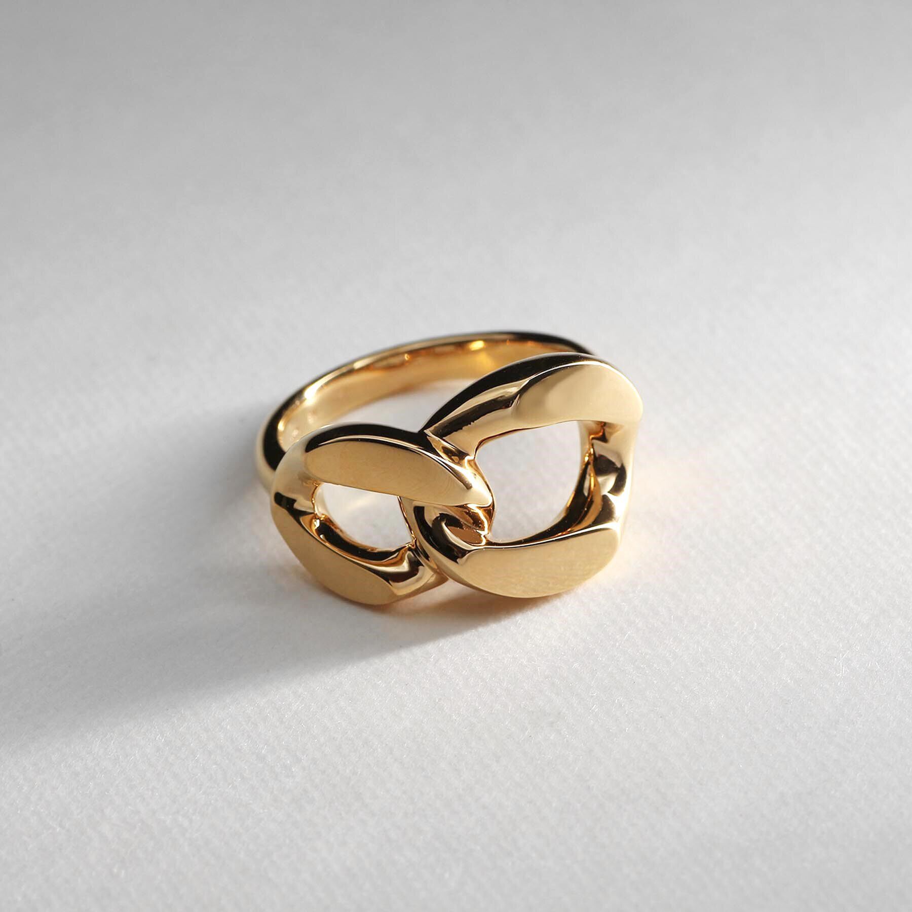 COCOSHNIK ONKITSCH「シルバー カーブチェーンモチーフ ダブルリング GP」|リング|