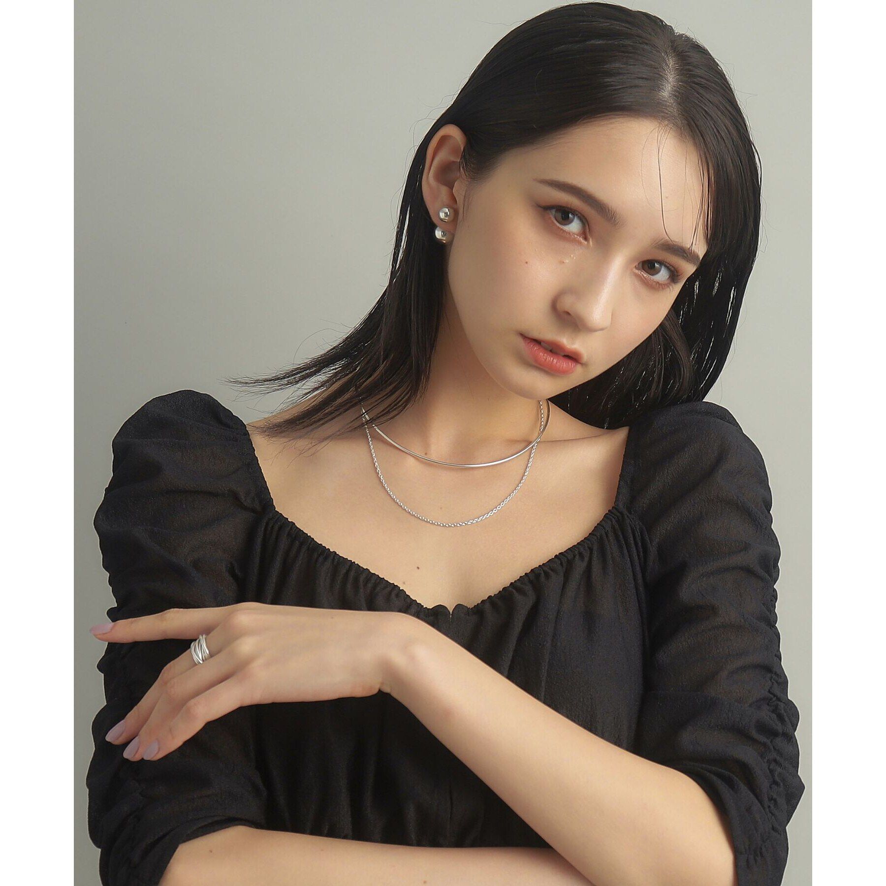 COCOSHNIK ONKITSCH「シルバー ホロウフレキシブルチェーンチョーカー オーバルリンク」|ネックレス|